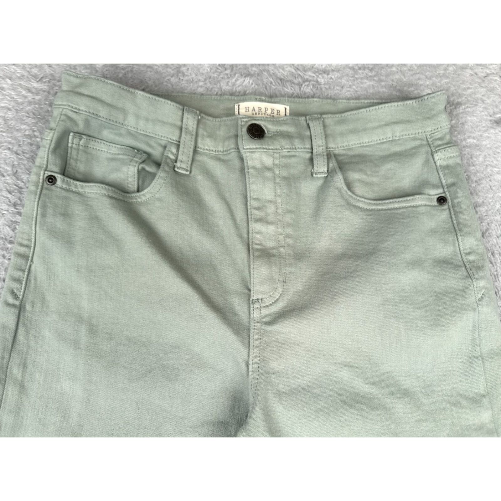 Vintage Harper Heritage Jeans Womens 30 Green High Rise Flared Cotton Denim 30x27 Regular Rise Zone 5-Pocket Size 30" / US 8 / IT 44 - 4 Thumbnail