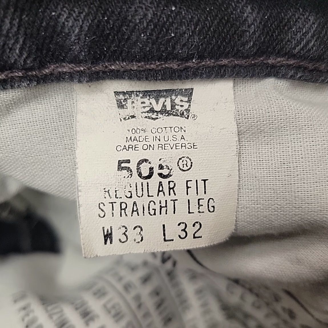 Levi's VINTAGE Levi's 505 Jeans Mens 33x32 Black Denim Straight Leg Made In USA 90s Mens Jeans Black Denim Straight 505 Vintage Levi's Size US 33 - 4 Thumbnail