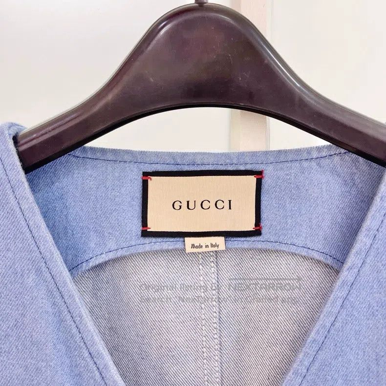 Gucci Gucci Blue horse buckle single-breasted denim dress Size M / US 6-8 / IT 42-44 - 6 Thumbnail