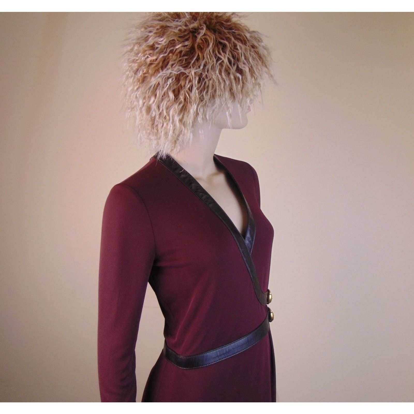 gucci burgundy dress Gucci Italy. Burgundy Viscose Knit Embellishments Front Drop Waist Mini  Dress
