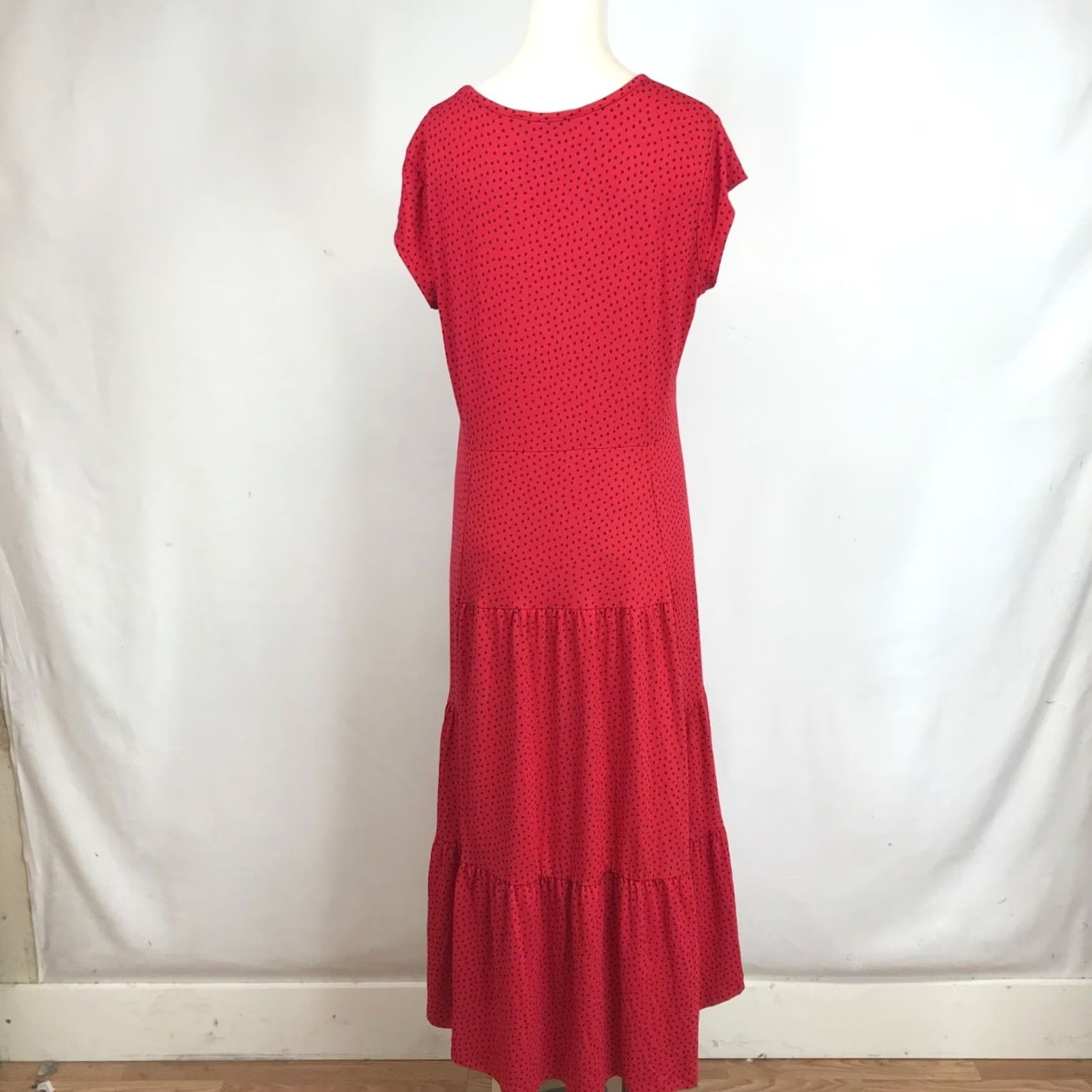 Tommy Hilfiger TOMMY HILFIGER Womens M Red Short Sleeve Ruffle Layered Midi Maxi Dress Size 32" / US 10 / IT 46 - 6 Thumbnail