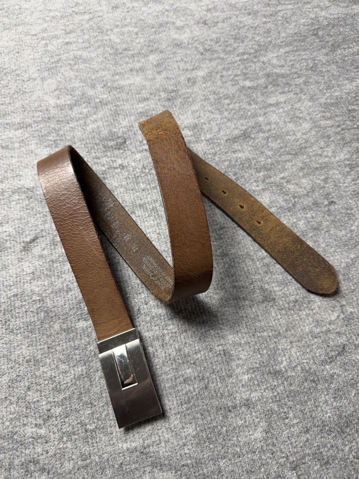 Vintage Vintage Roy Robson Brown Leather Belt Minimal Metal Buckle Size ONE SIZE - 2 Thumbnail