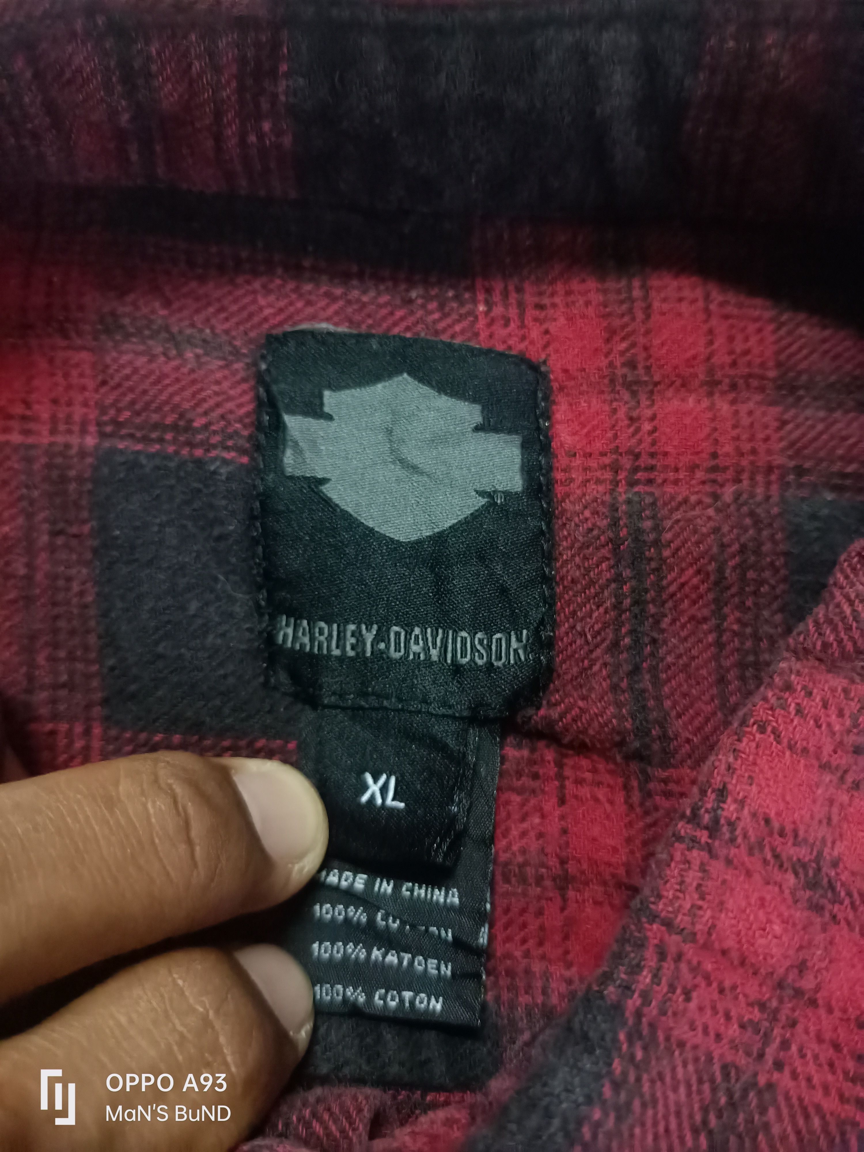 Flannel × Harley Davidson × Vintage HARLEY DAVIDSON Men's Red Plaid Flannel Slim Fit 99023-16VM Size US XL / EU 56 / 4 - 6 Thumbnail