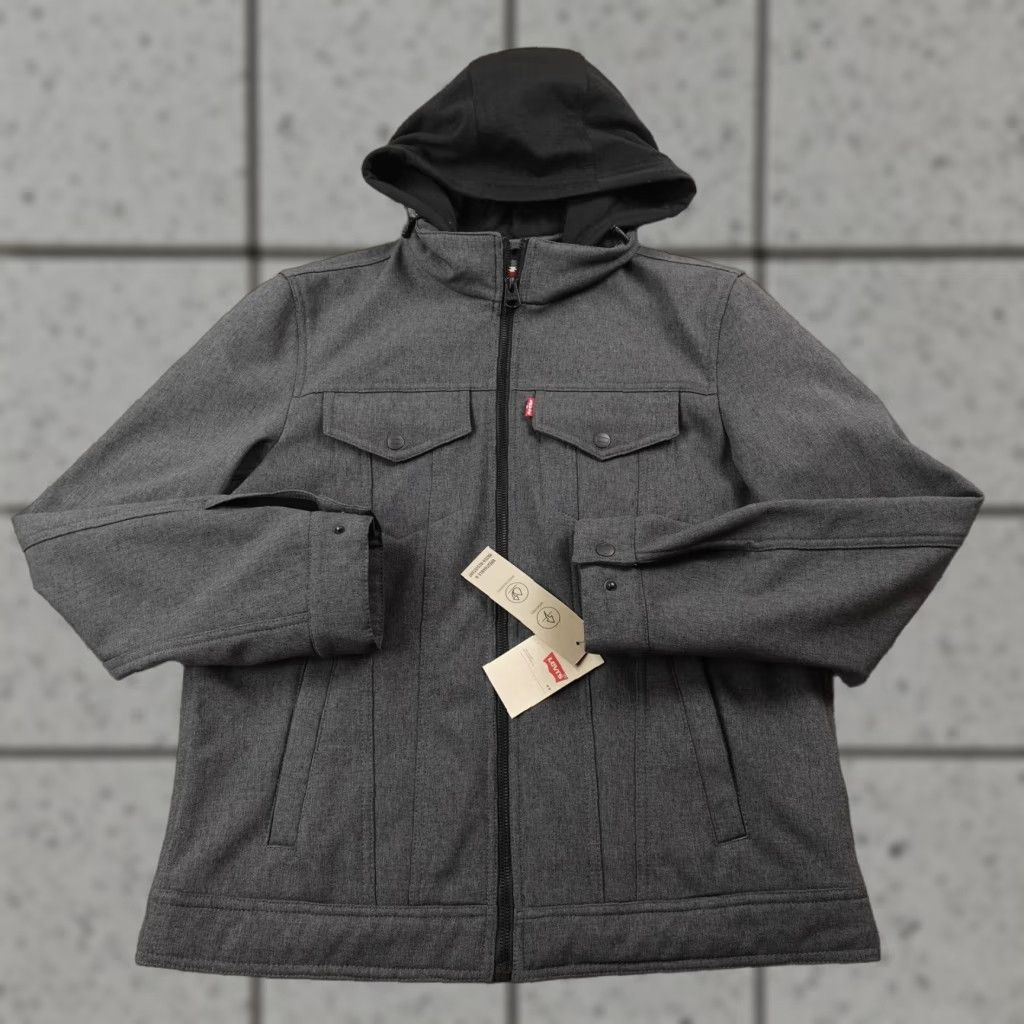 Levi's Levi's Jacket Mens M BlackGray Water Resistant Softshell Windbreaker Coat Zip Hooded Size US M / EU 48-50 / 2 - 1 Thumbnail