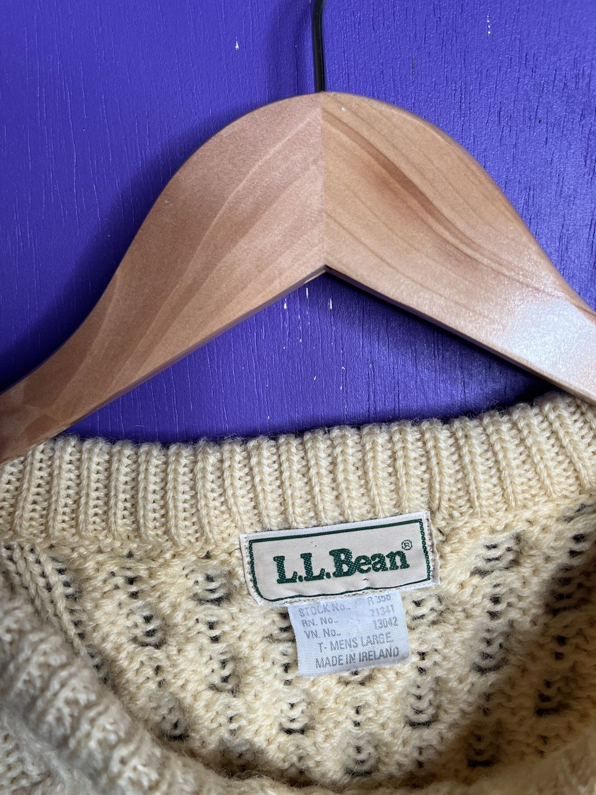L.L. Bean × Vintage Vintage 90s LL Bean cable knit simple sweater Size US L / EU 52-54 / 3 - 4 Thumbnail