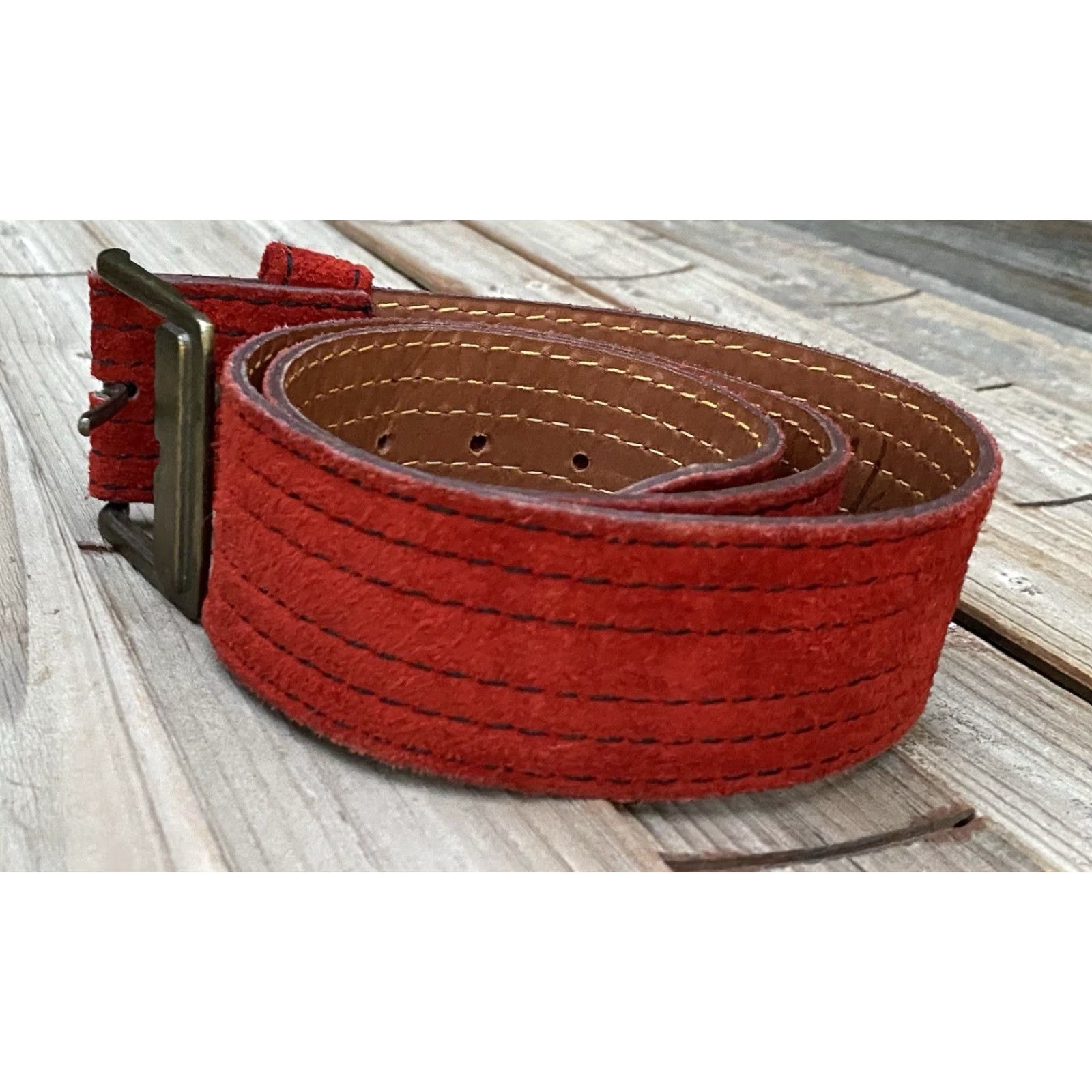 Vintage Vera Belt Red Suede Western Boho 70s 80s L Women Waist Belt Vintage Taiwan Slip-on Style Cowgirl Shirt Accessories Size ONE SIZE - 6 Thumbnail