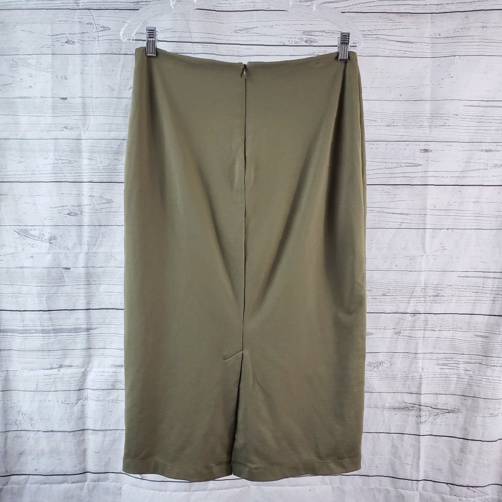 Alexander Wang T Alexander Wang Womens Skirt Sz Large Solid Green Rayon Blend Zips Midi Pencil Straight Skirt Womens L Green Zip 90s? Size 36" / US 14 / IT 50 - 2 Thumbnail