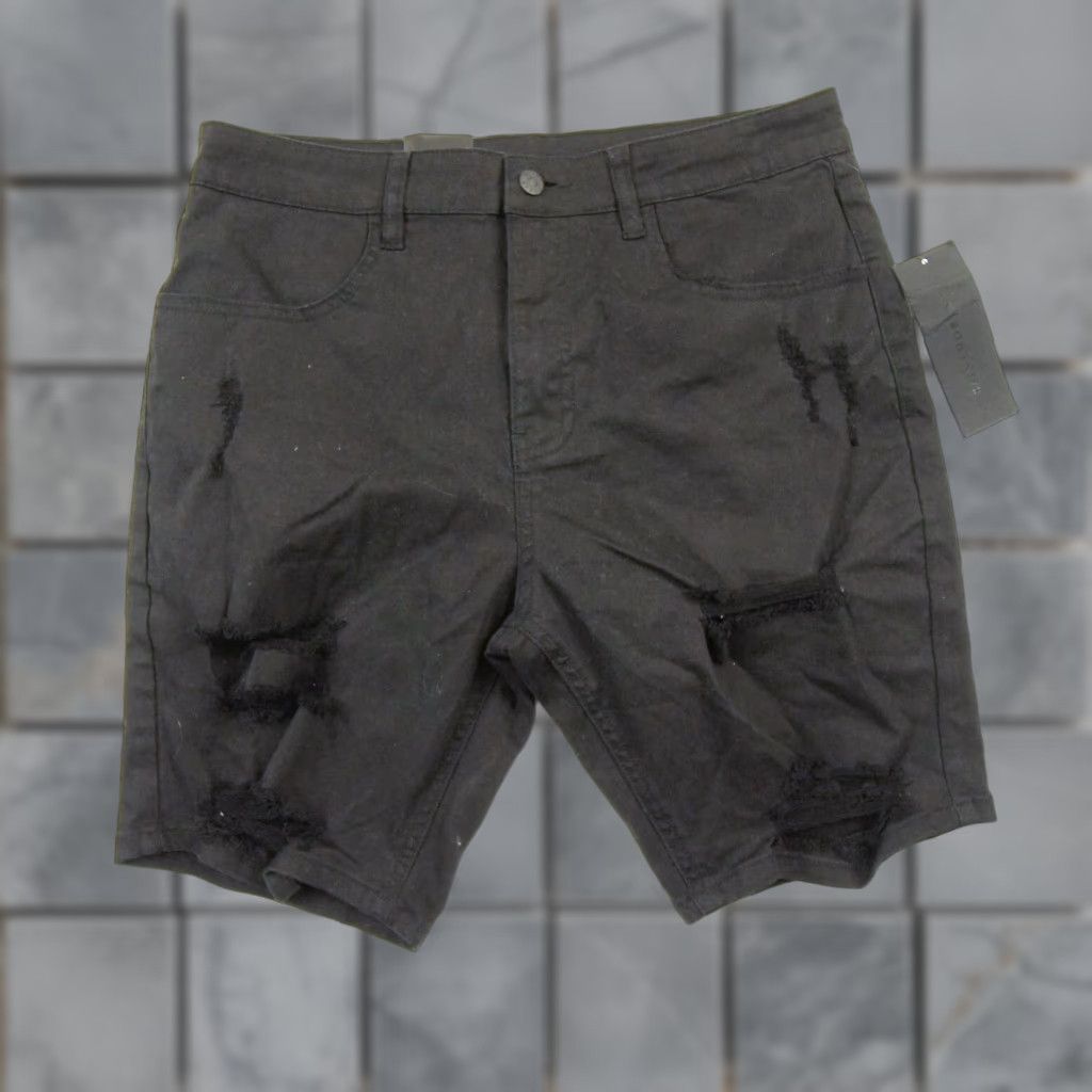 Vintage Saint Morta Men's Denim Shorts 32 Black Thrashed Distressed Stretch Regular Fit Size US 32 / EU 48 - 1 Thumbnail