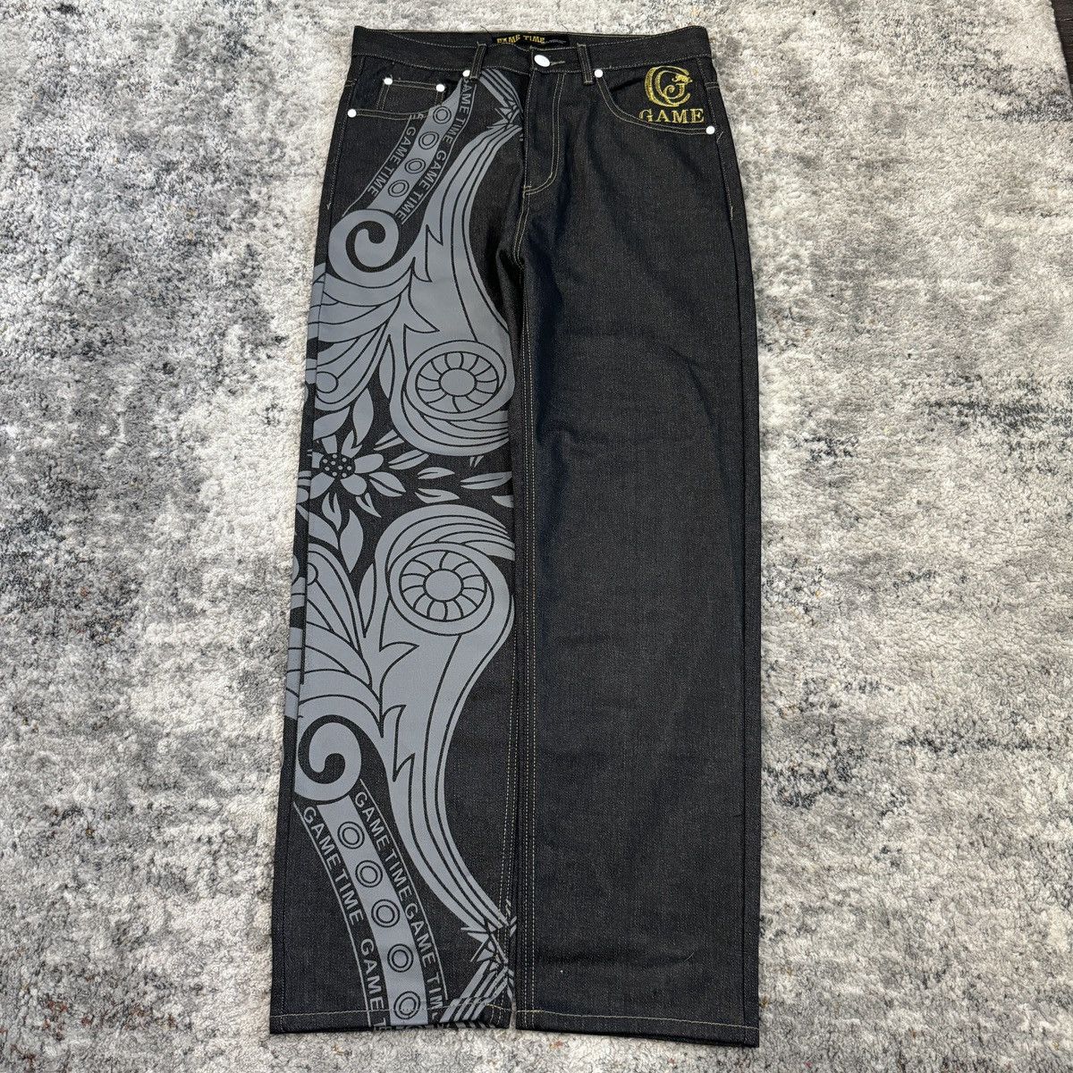 Affliction × JNCO × Vintage Crazy Vintage y2k The game baggy wide leg embroidered jeans Size US 34 / EU 50 - 2 Thumbnail