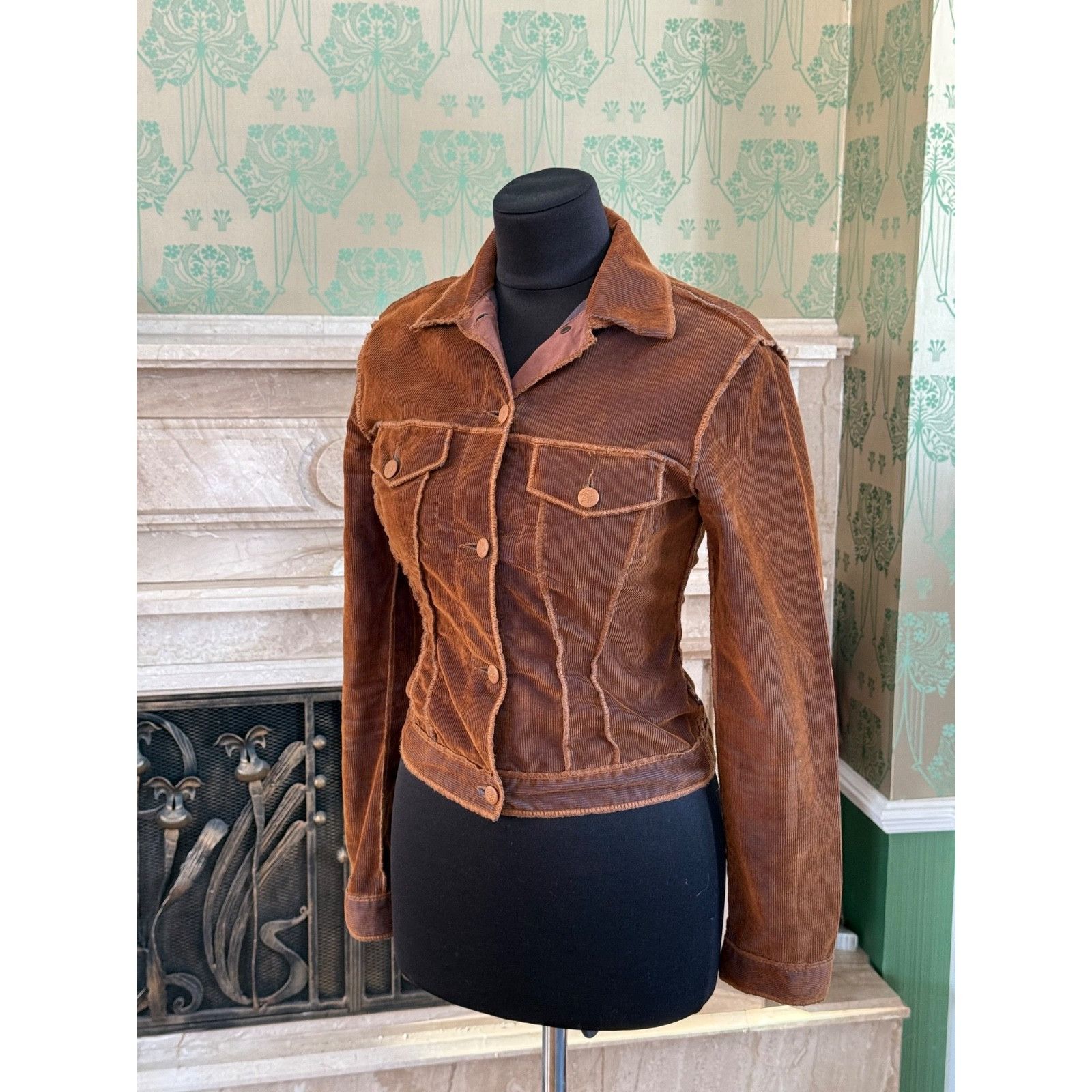 Jean Paul Gaultier Vintage Jean Paul Gaultier Rust Corduroy Blue Brown Jacket S Size S / US 4 / IT 40 - 8 Thumbnail