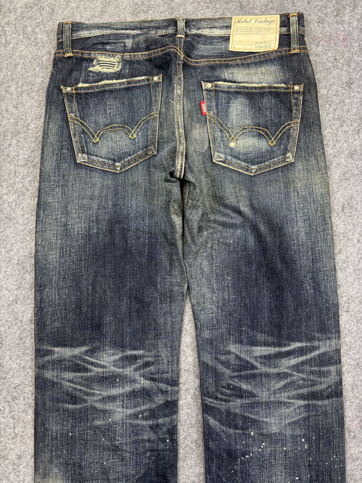 Edwin 💥Rebel Patchwork💥Edwin Painter Distressed Denim F772 Size US 32 / EU 48 - 14 Thumbnail