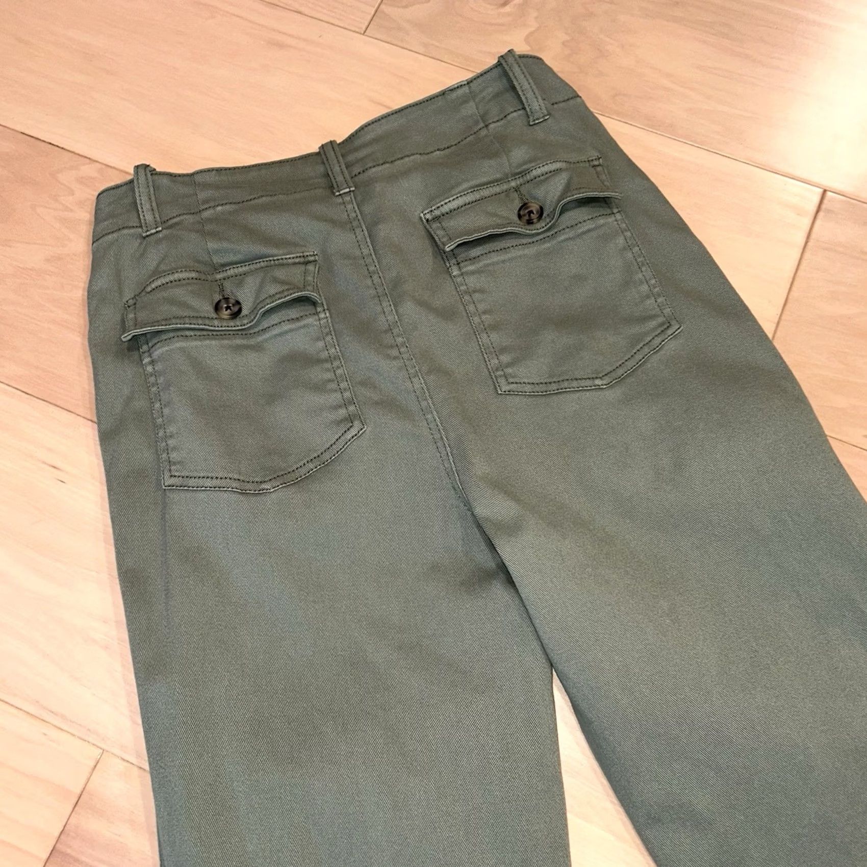 Faherty Faherty Pants Women’s 27 Utility Organic Cotton Sage Green Raw Hem Size 27" / US 4 / IT 40 - 5 Thumbnail