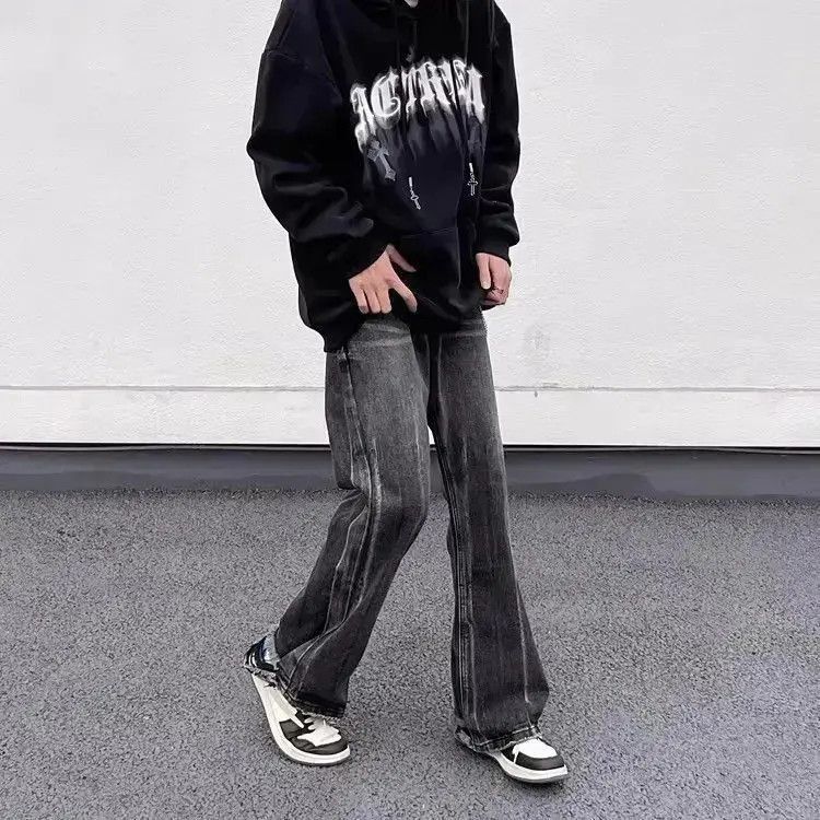 Japanese Brand Loose fitting straight black gray jeans Size US 32 / EU 48 - 5 Thumbnail