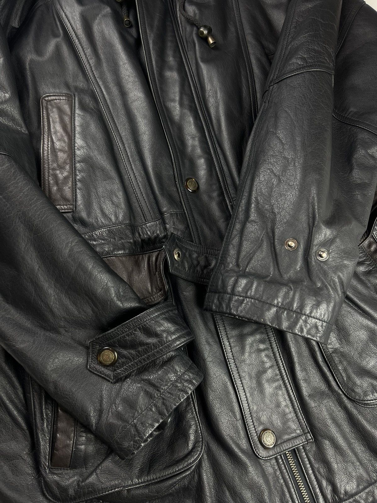 Japanese Brand × Vintage Vintage men's leather jacket black with brown inserts Size US XL / EU 56 / 4 - 5 Thumbnail