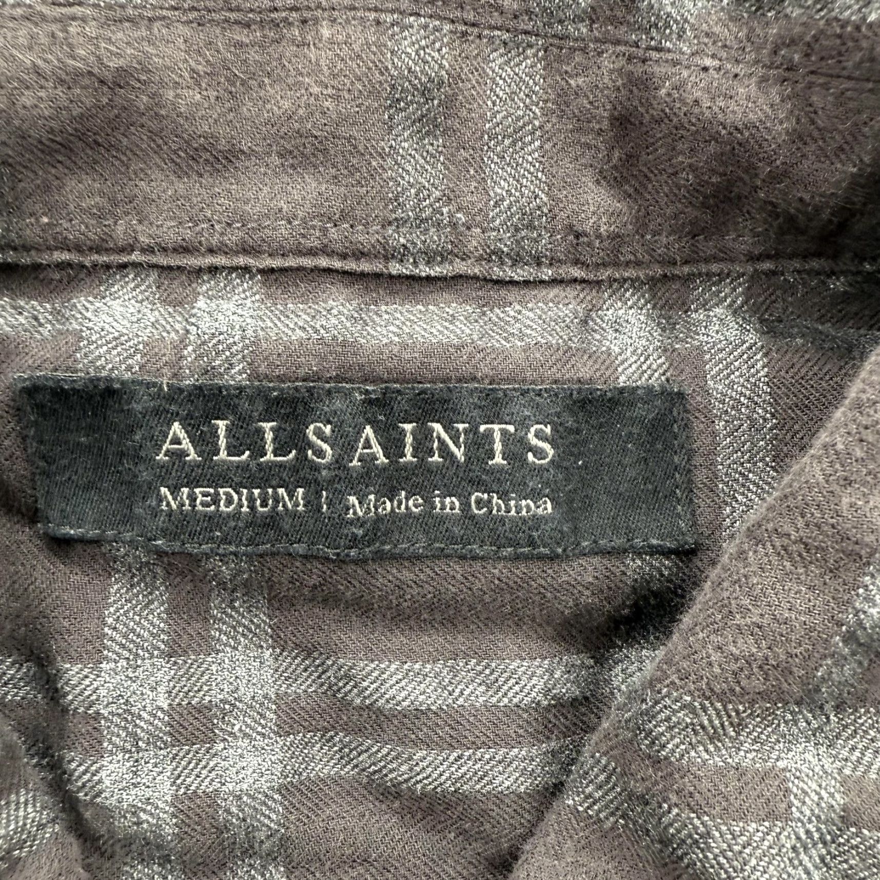 Allsaints AllSaints Shirt Mens M Gray Plaid Cotton Blend Peoria LS Shacket Casual Lightweight Size US M / EU 48-50 / 2 - 5 Thumbnail
