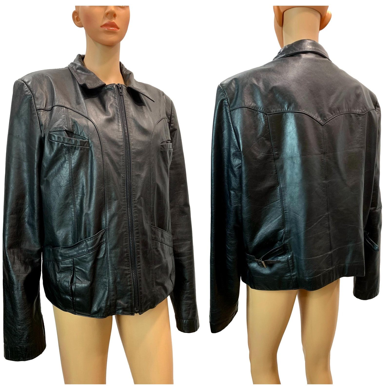 Genuine Leather × Vintage × Wilsons Leather 70s Black Leather Bomber Jacket - Faux Fur Zip Out Lining Size US M / EU 48-50 / 2 - 1 Thumbnail