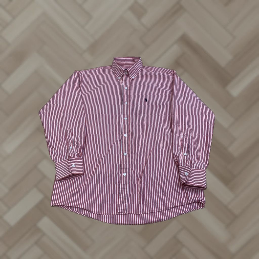 Polo Ralph Lauren VINTAGE Polo Ralph Lauren Button-Up Shirt Mens M Striped Red Long Sleeve Size US M / EU 48-50 / 2 - 1 Thumbnail