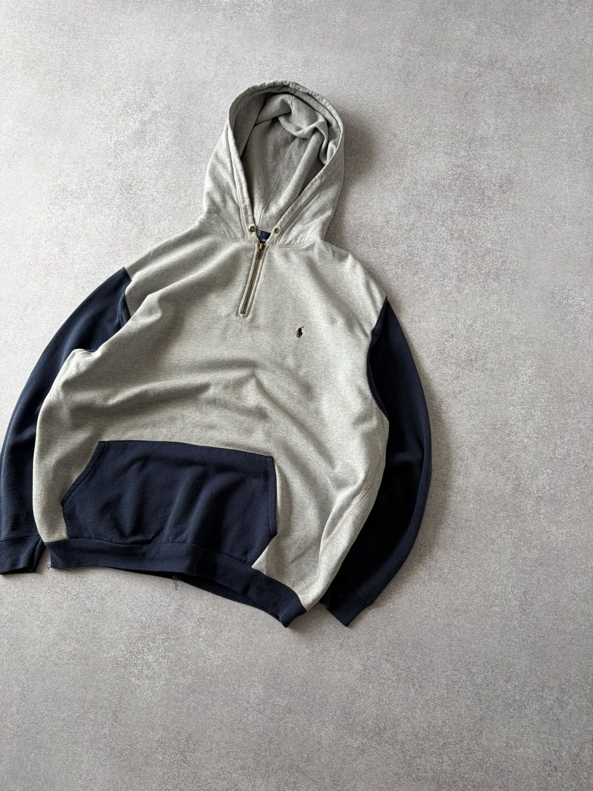 Polo Ralph Lauren VTG Polo Ralph Lauren Half Zip Hoodie Gray Navy Men’s SZ XL Size US XL / EU 56 / 4 - 2 Thumbnail