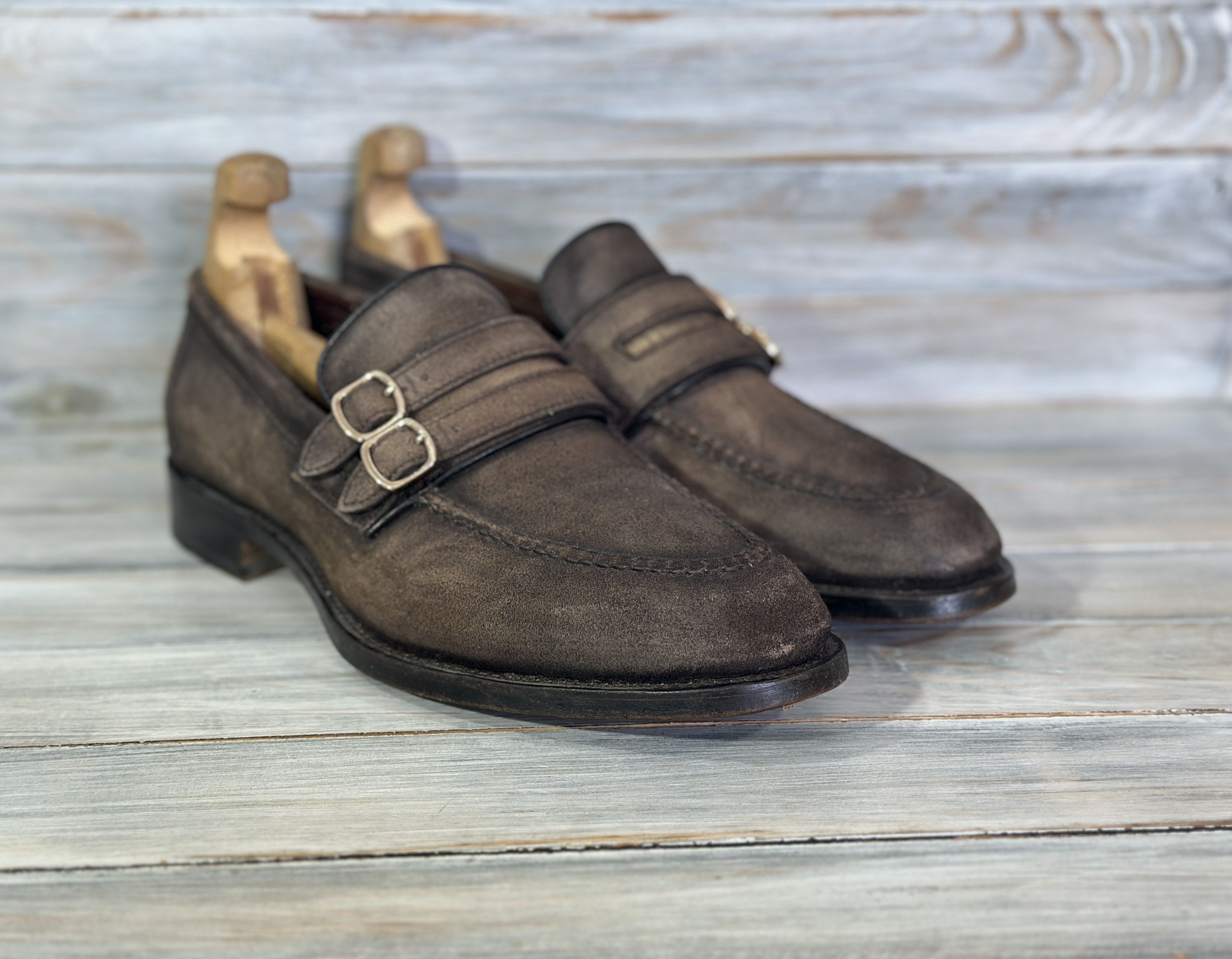 Santoni SANTONI Goodyear Leather Double Strap Loafers Luxury Brand Size US 9.5 / EU 42-43 - 2 Thumbnail