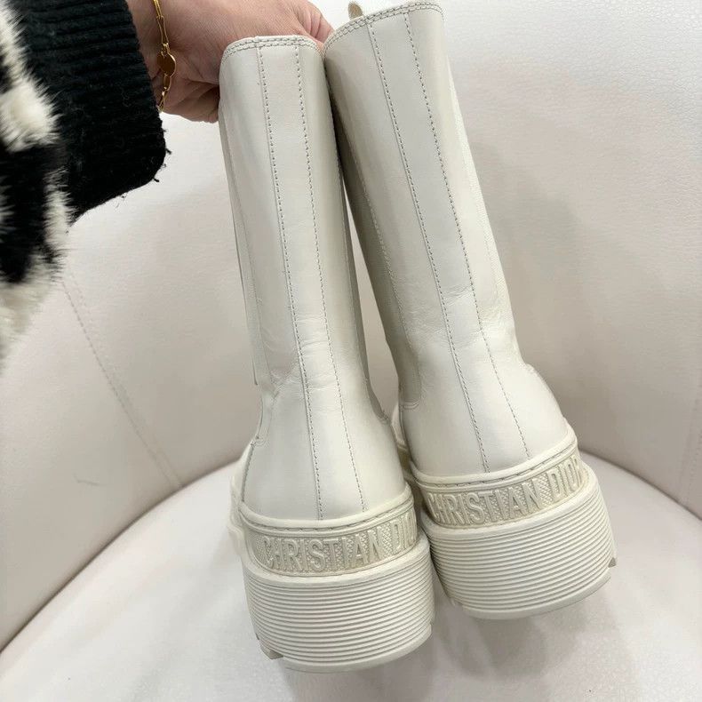 Dior Dior White Chelsea Leather Ankle Boots-2506 Size US 6.5 / IT 36.5 - 3 Thumbnail