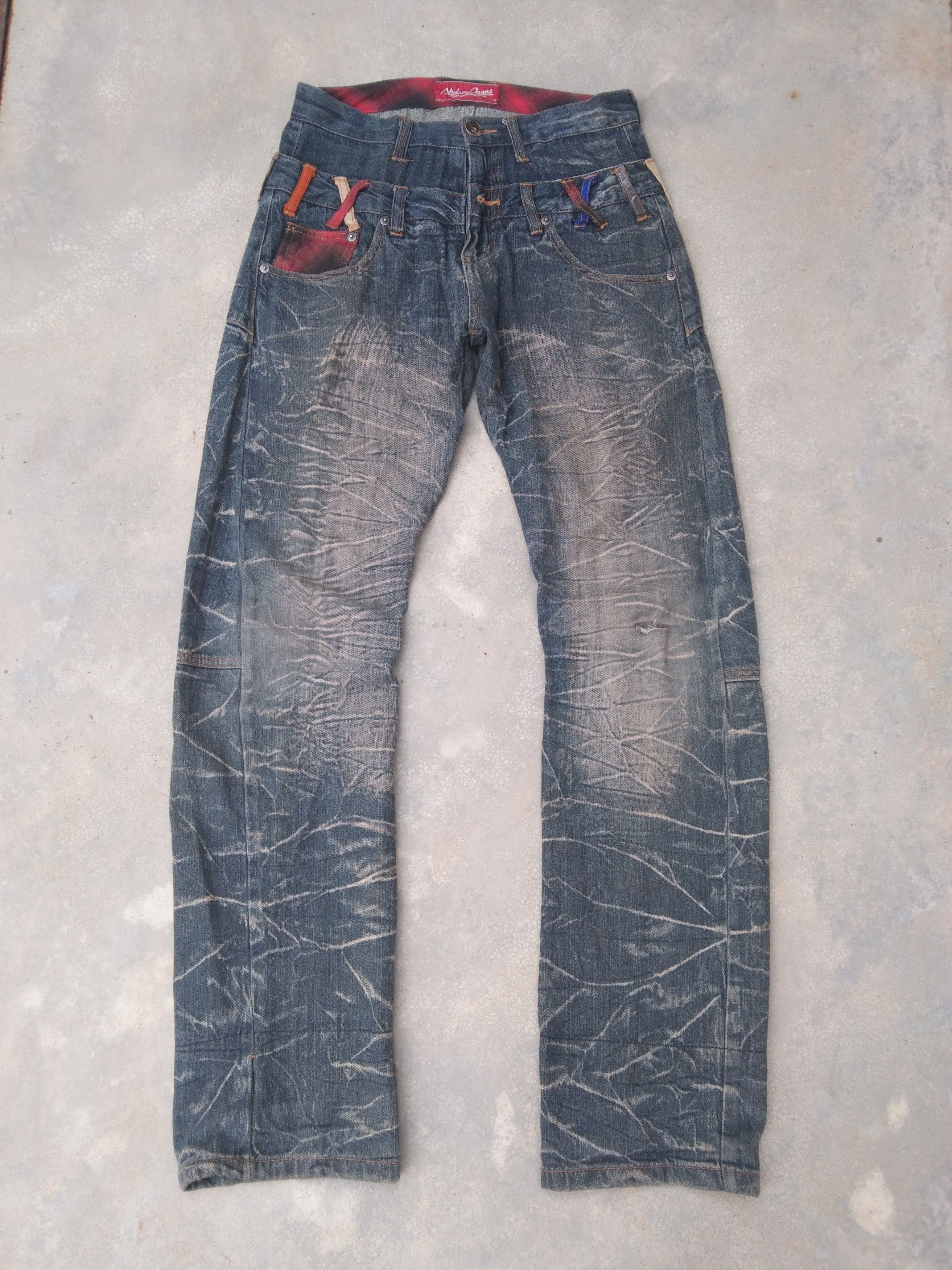 Japanese Brand Vintage Distressed Rusty Double Waist Retro Punk Jeans 29x32 Size US 29 - 1 Thumbnail