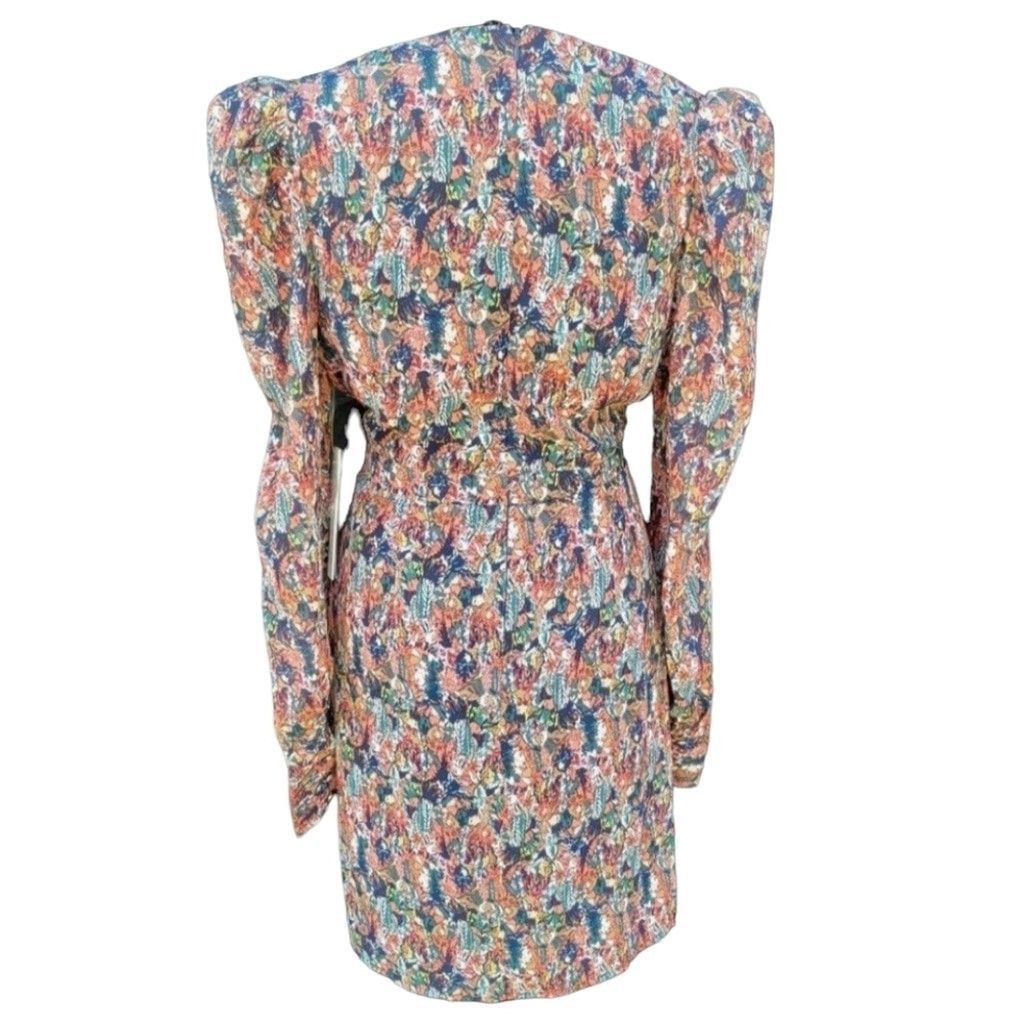 Other AQUA Abstract Feather V-neck Multi-Color Dress Women's. Size L / US 10 / IT 46 - 6 Thumbnail