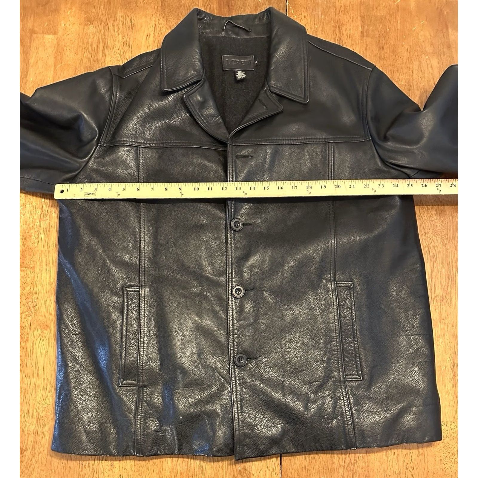 J.Crew VINTAGE J. Crew Leather Jacket XL Button Up Wool Lined Mens Black Size US XL / EU 56 / 4 - 5 Thumbnail
