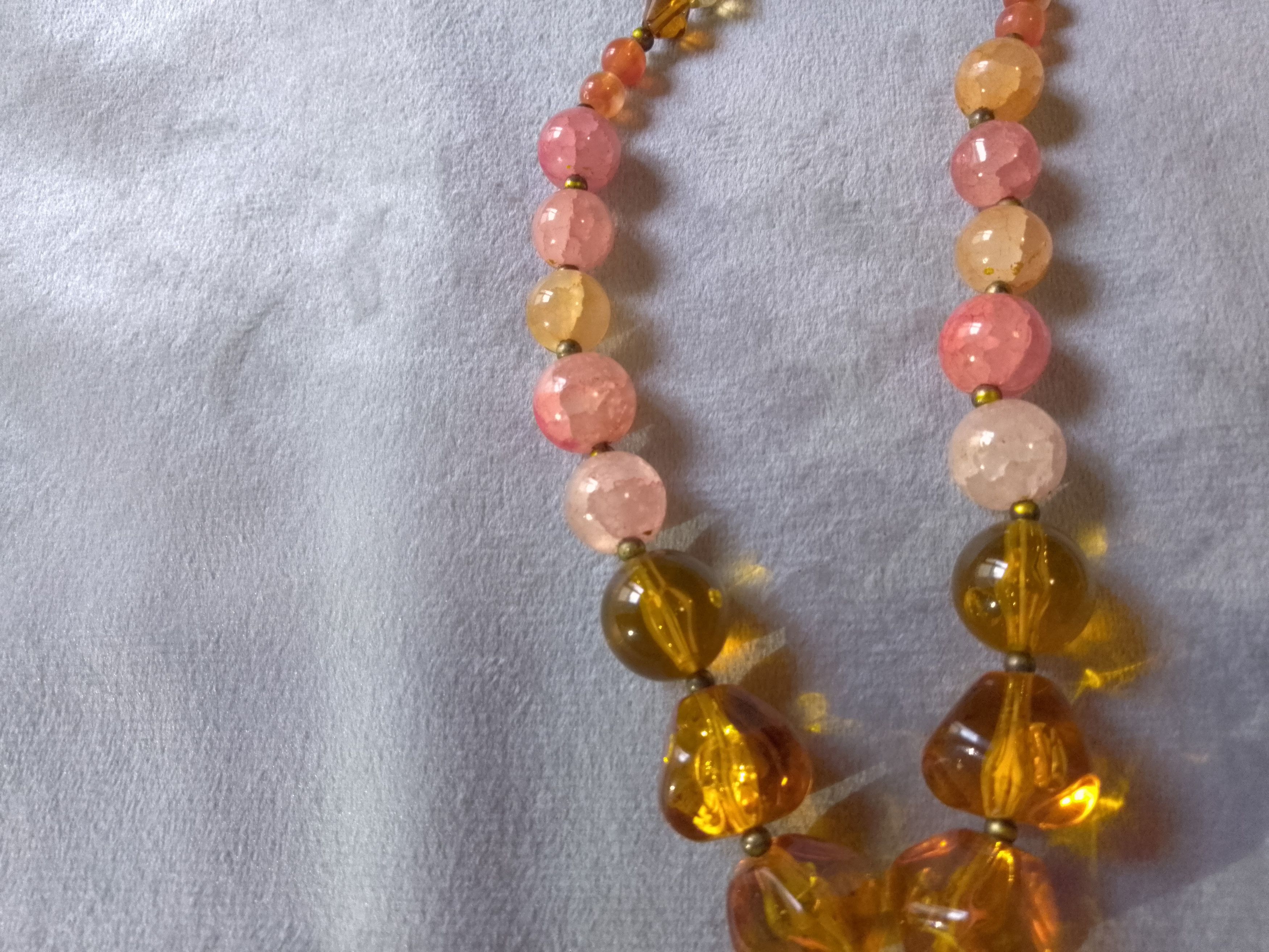 Handmade Necklace. Gemstones Agata+resin pearls. Pendant art.Boho Size ONE SIZE - 5 Thumbnail