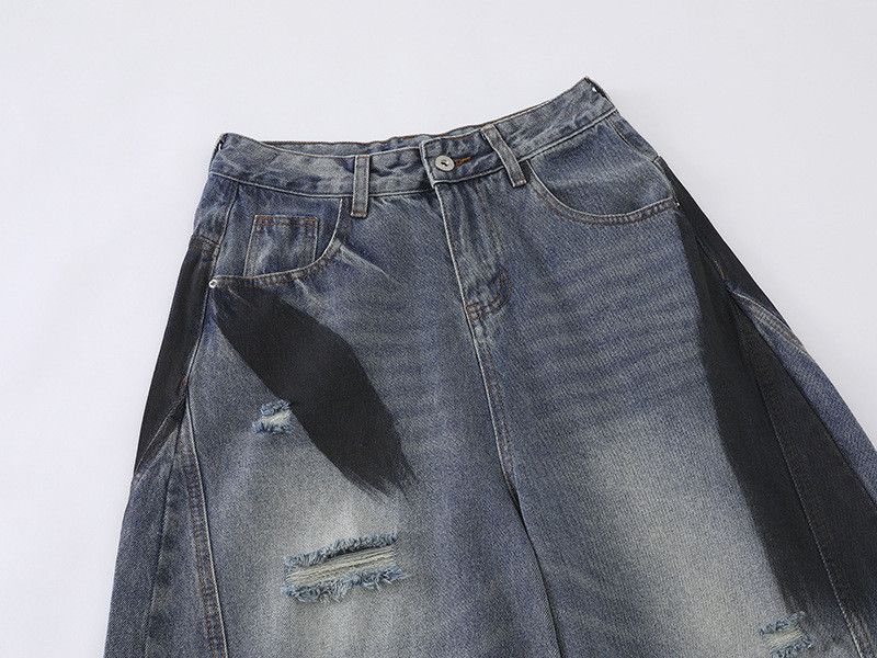 Vintage Retro Splatter-Paint Wide-Leg Distressed Saber Jeans Size US 32 / EU 48 - 4 Thumbnail