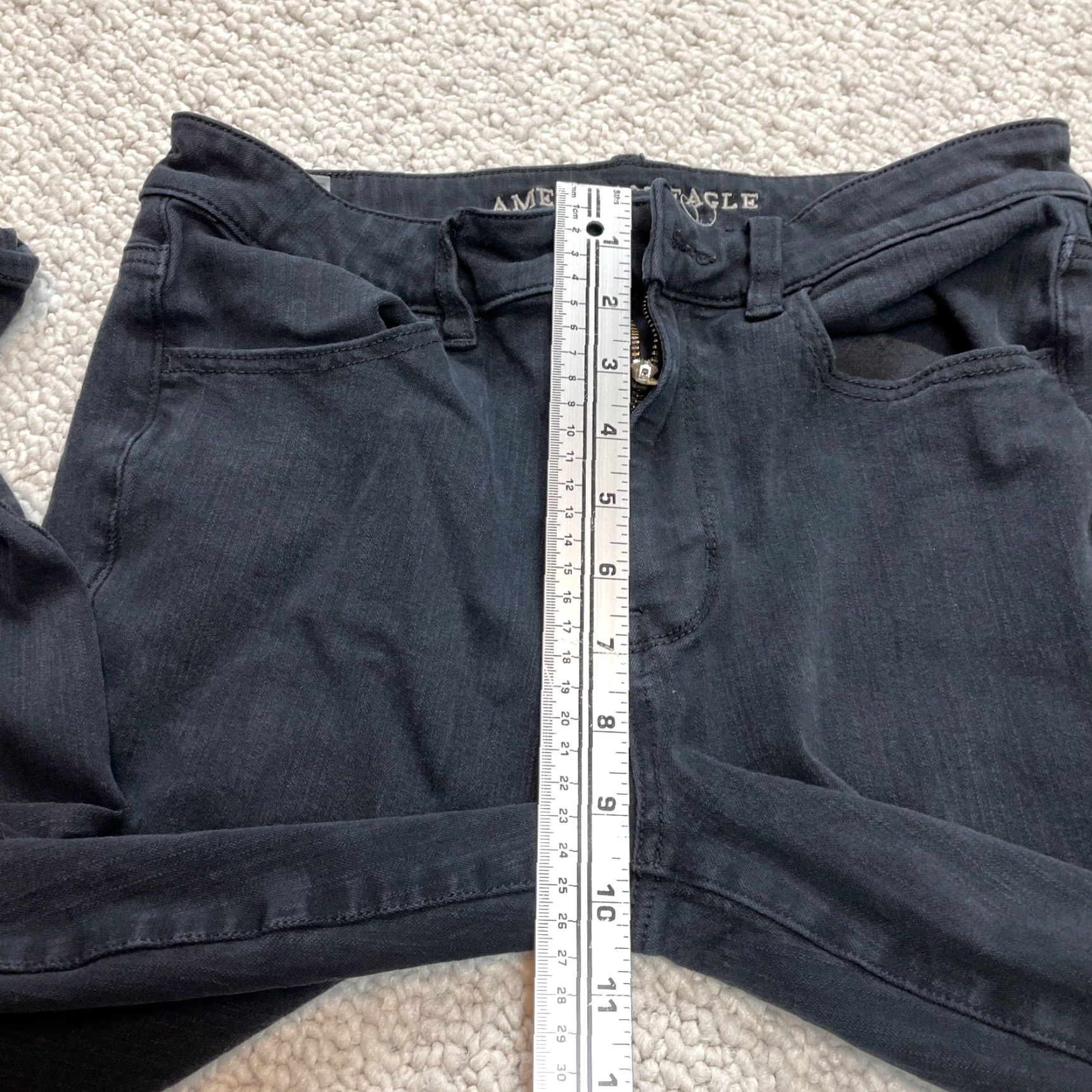 American Eagle Outfitters American Eagle Jeans Womens 6 Super Stretch High Rise Jegging Black Long Denim Size 28" / US 6 / IT 42 - 4 Thumbnail