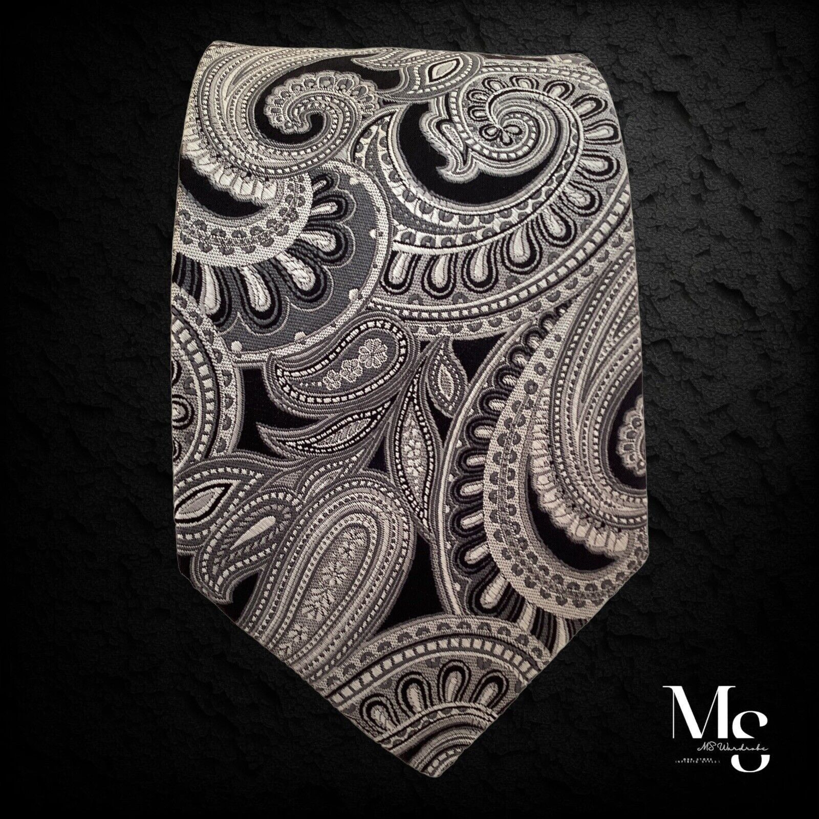 Ike Behar IKE BEHAR Gray Paisley Luxury Silk Tie Hand Tailored In USA Size ONE SIZE - 6 Thumbnail
