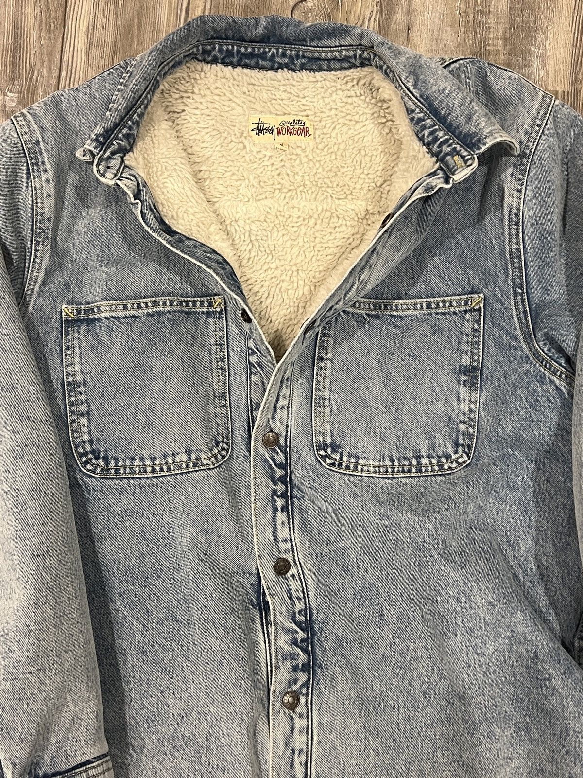 【即完売】Stussy WORK JACKET DENIM SHERPA Stüssy: Men's Denim Sherpa Work Jacket (Washed Blue) | DSMNY E-SHOP