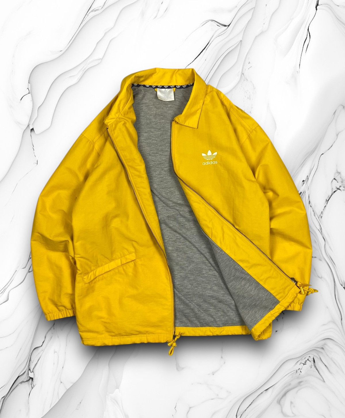 Adidas Vintage 90s Adidas Trefoil Logo Yellow Windbreaker Jacket Size US M / EU 48-50 / 2 - 1 Thumbnail