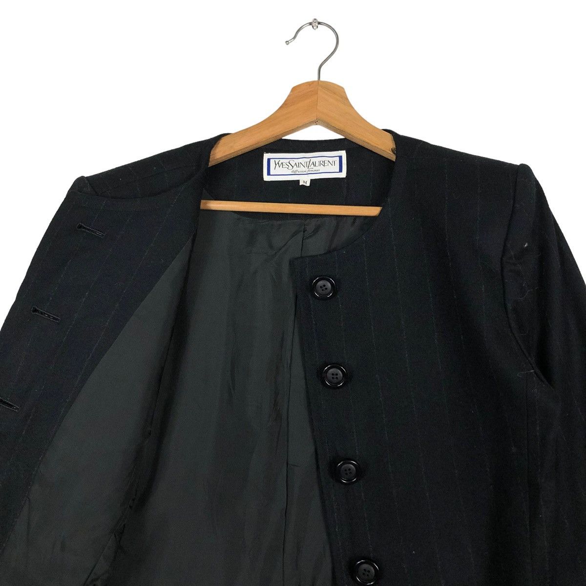 Yves Saint Laurent 🔥VINTAGE CROPPED COATS JACKET YVES SAINT LAURENT STRIPED Size M / US 6-8 / IT 42-44 - 8 Thumbnail