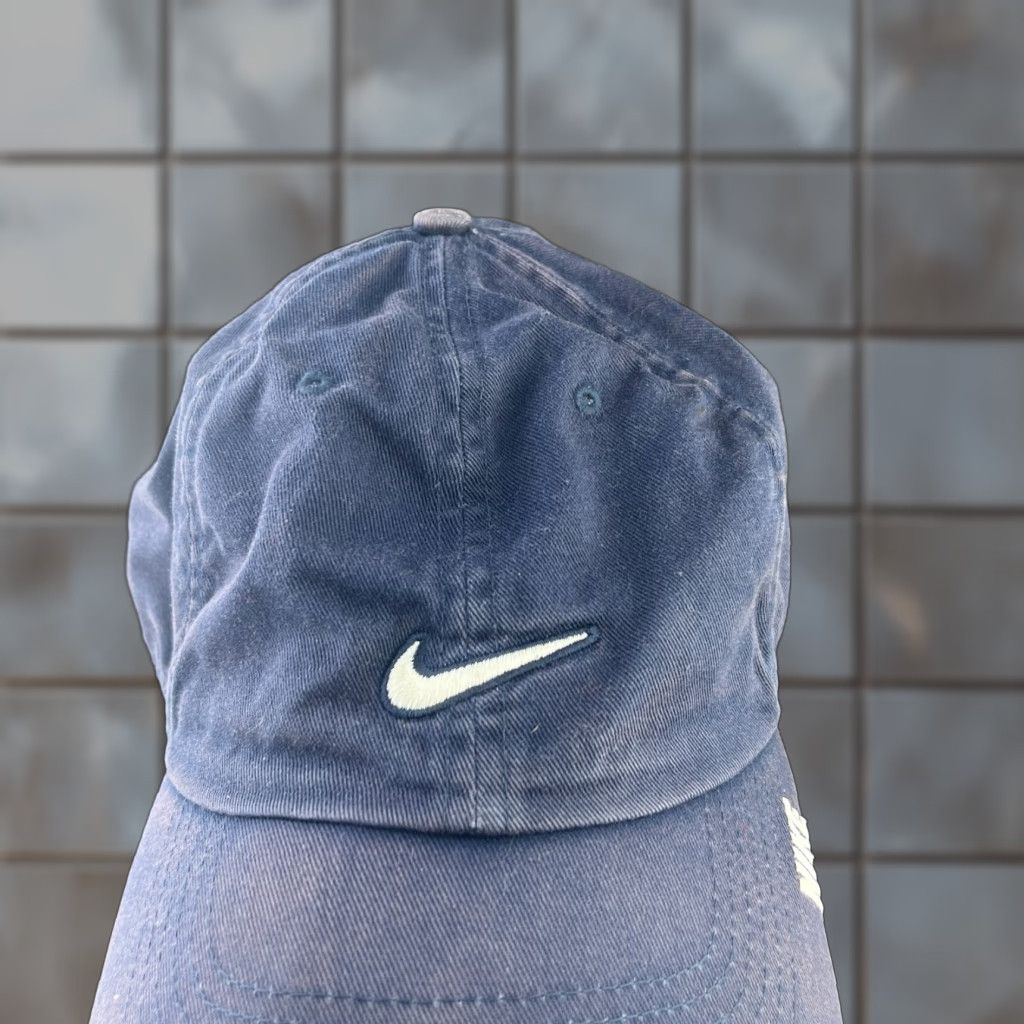 Nike VINTAGE Nike Sun Faded Swoosh Strapback Hat Y2K Baseball Cap One Size Men Adjustable Blue Cotton Brand Nike Casual Mens Size ONE SIZE - 1 Thumbnail