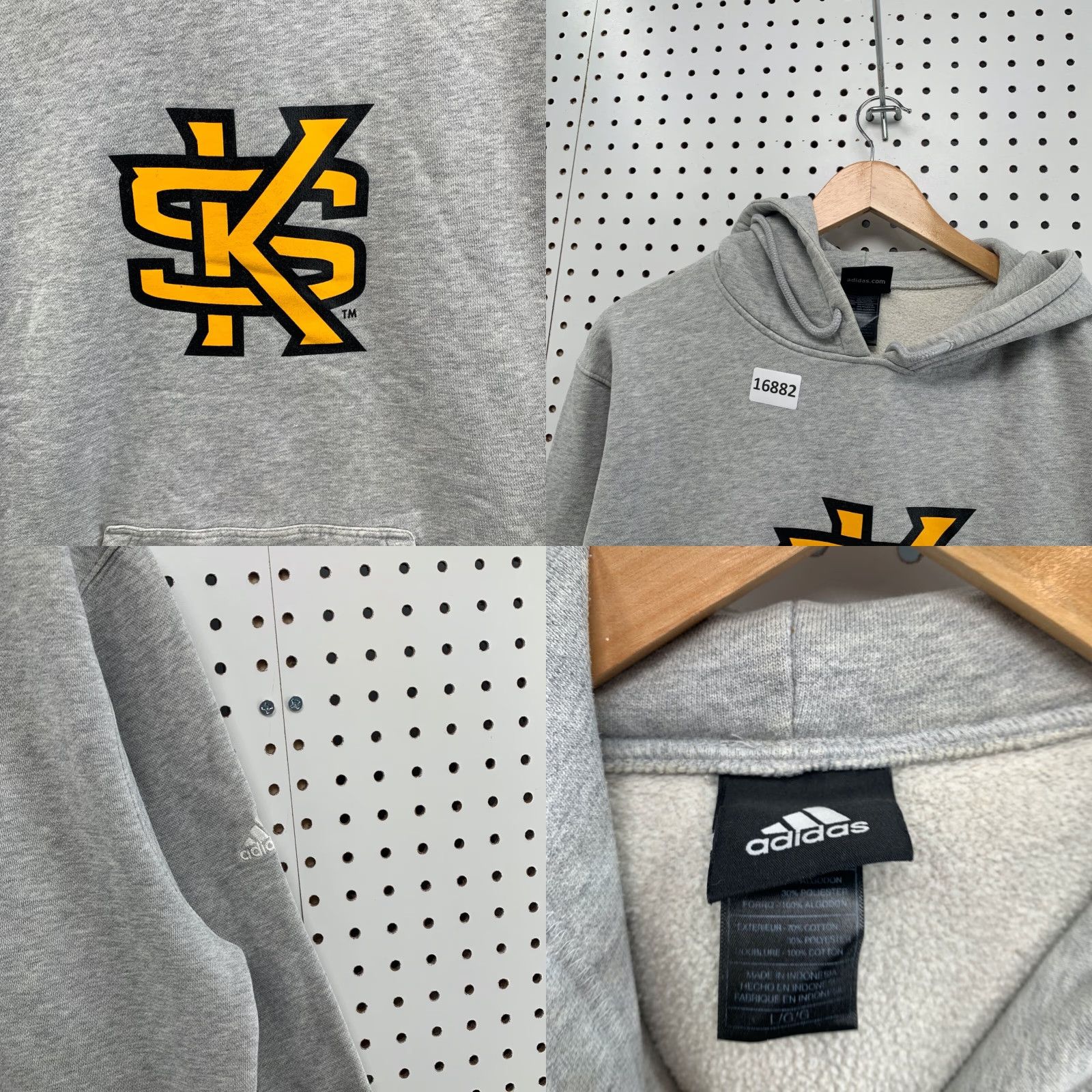 Adidas ADIDAS Gray Fleece Hoodie Adult Large Pullover SK Logo Mens Size US L / EU 52-54 / 3 - 8 Thumbnail