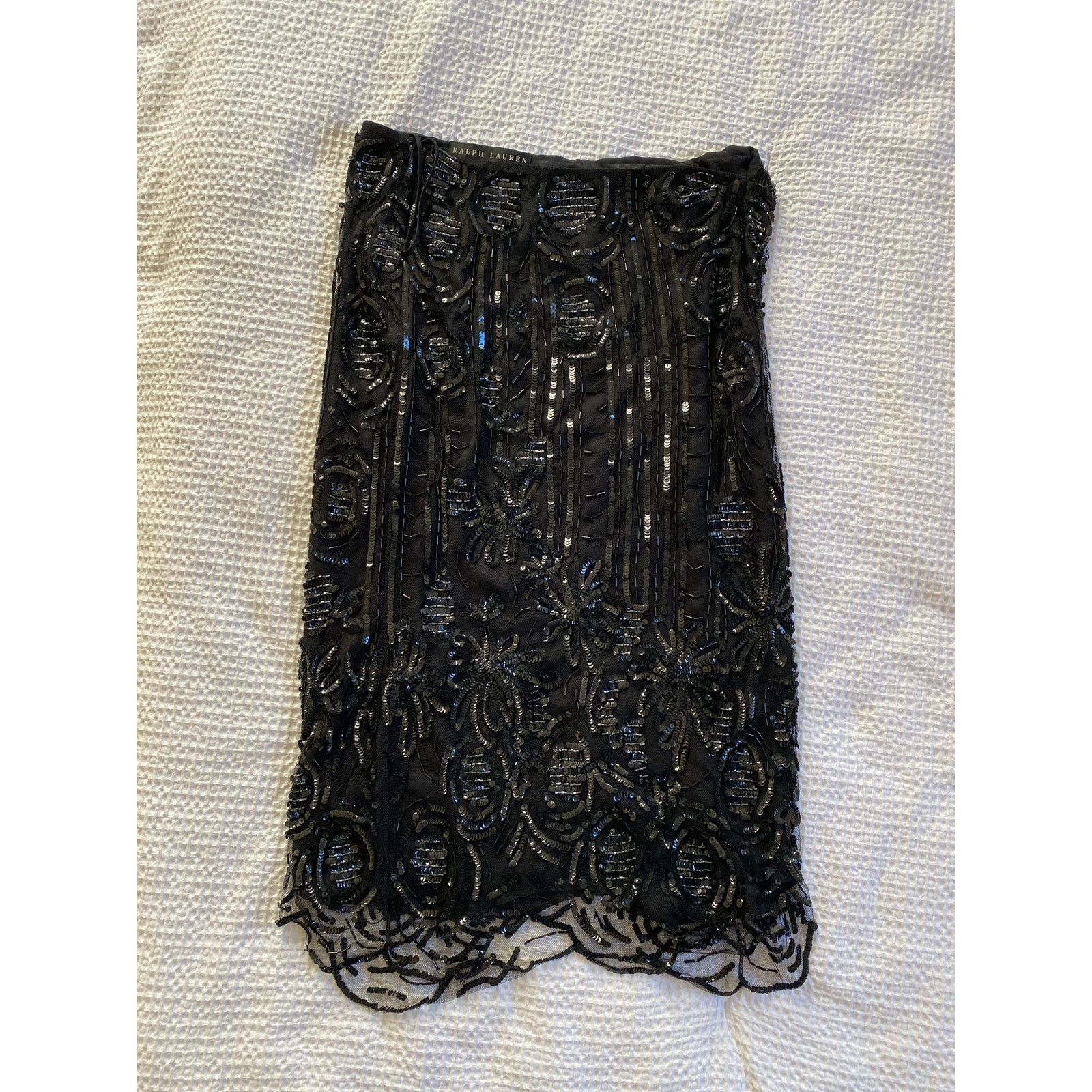 Ralph Lauren RALPH LAUREN Black Label black mesh & sequin evening midi Size 27" / US 4 / IT 40 - 1 Thumbnail