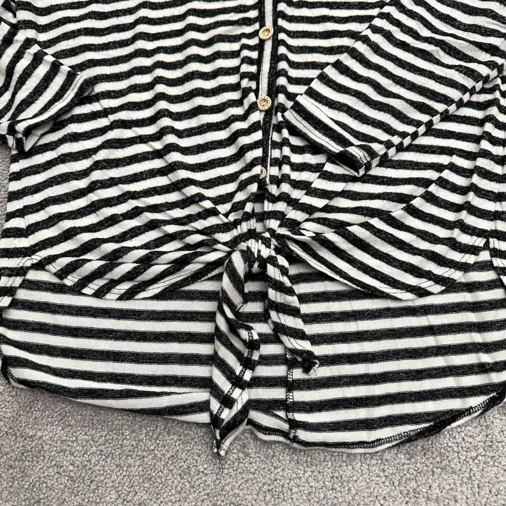 Vintage Line Up Blouse Womens S Black White Striped Button Down Tie Top 143 Story By Line Up Blouse Womens Small Black White Striped Button Down Tie Top Size S / US 4 / IT 40 - 4 Thumbnail