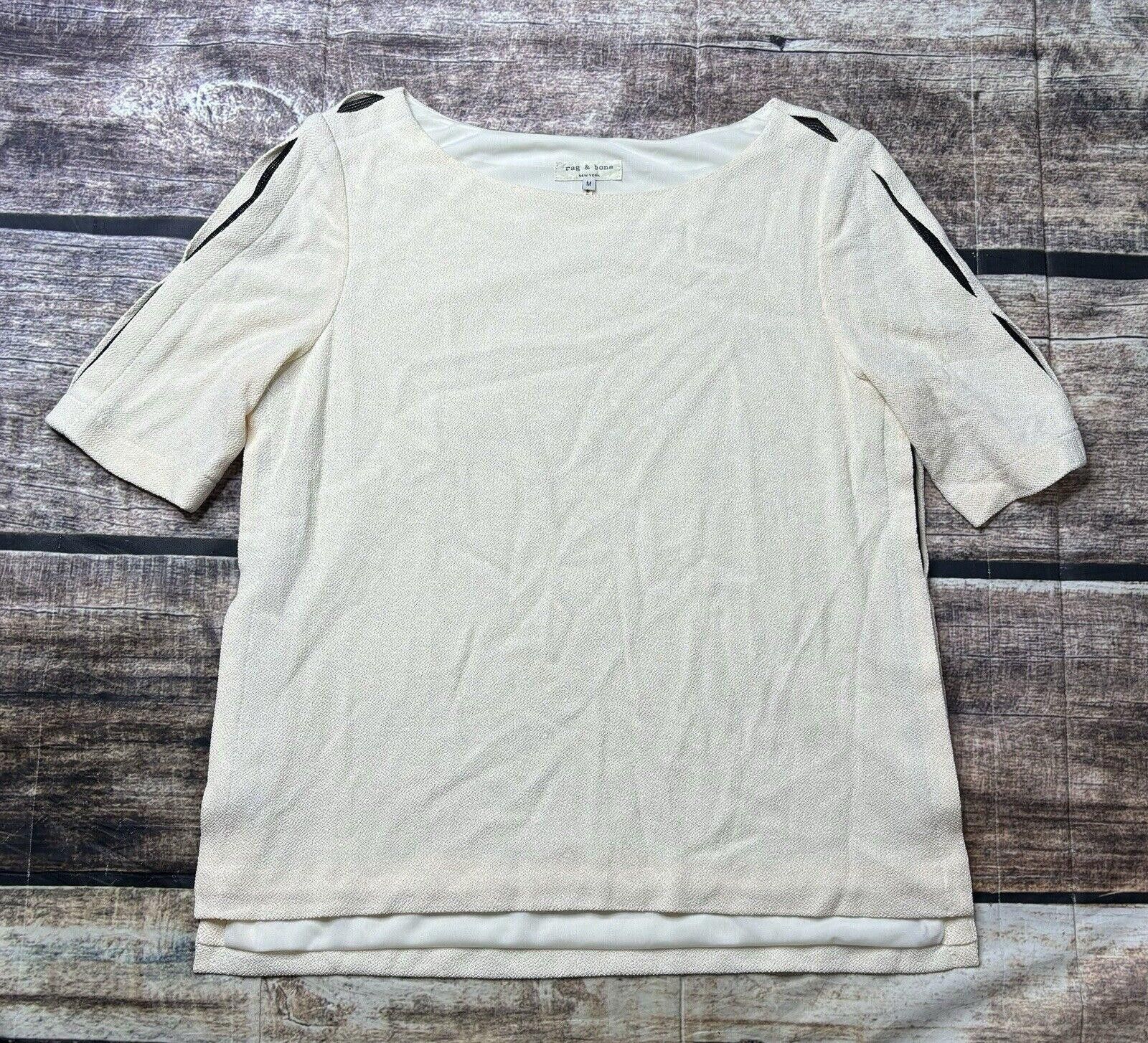 Rag & Bone Rag & Bone Blouse Top Women's Medium Ivory Net Slit USA Size M / US 6-8 / IT 42-44 - 1 Thumbnail