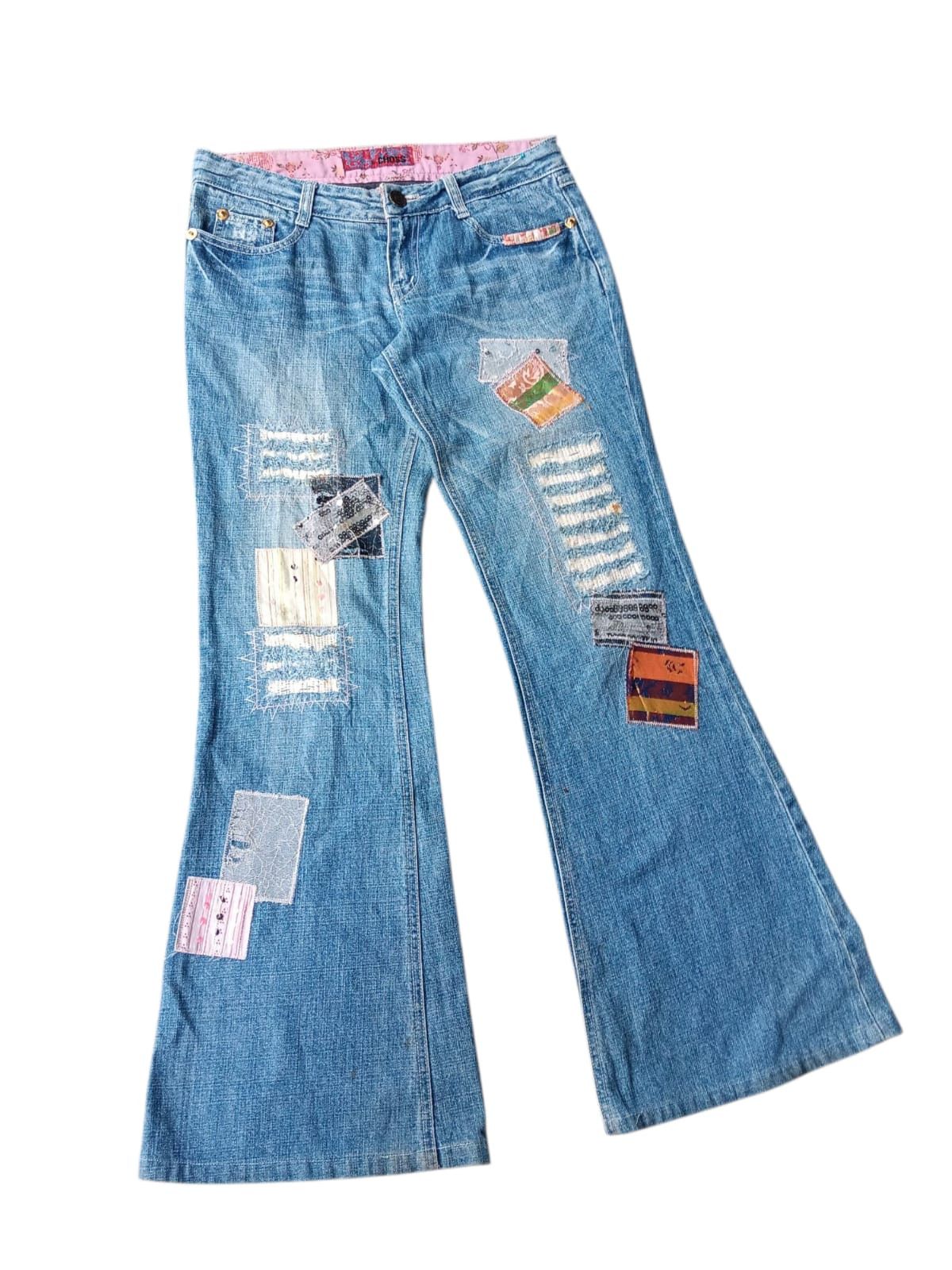 Japanese Brand Vintage St.cross patch work flare denim pants Size US 31 - 2 Thumbnail