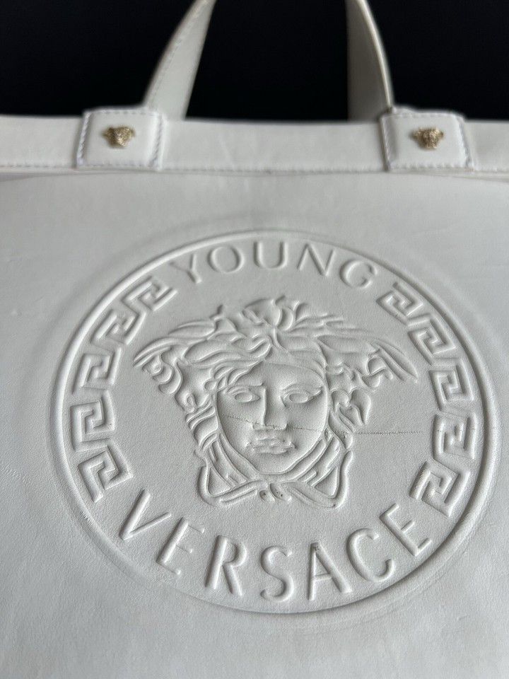 Versace Versace Young Large White Leather/Fabriic Bag Size ONE SIZE - 9 Thumbnail