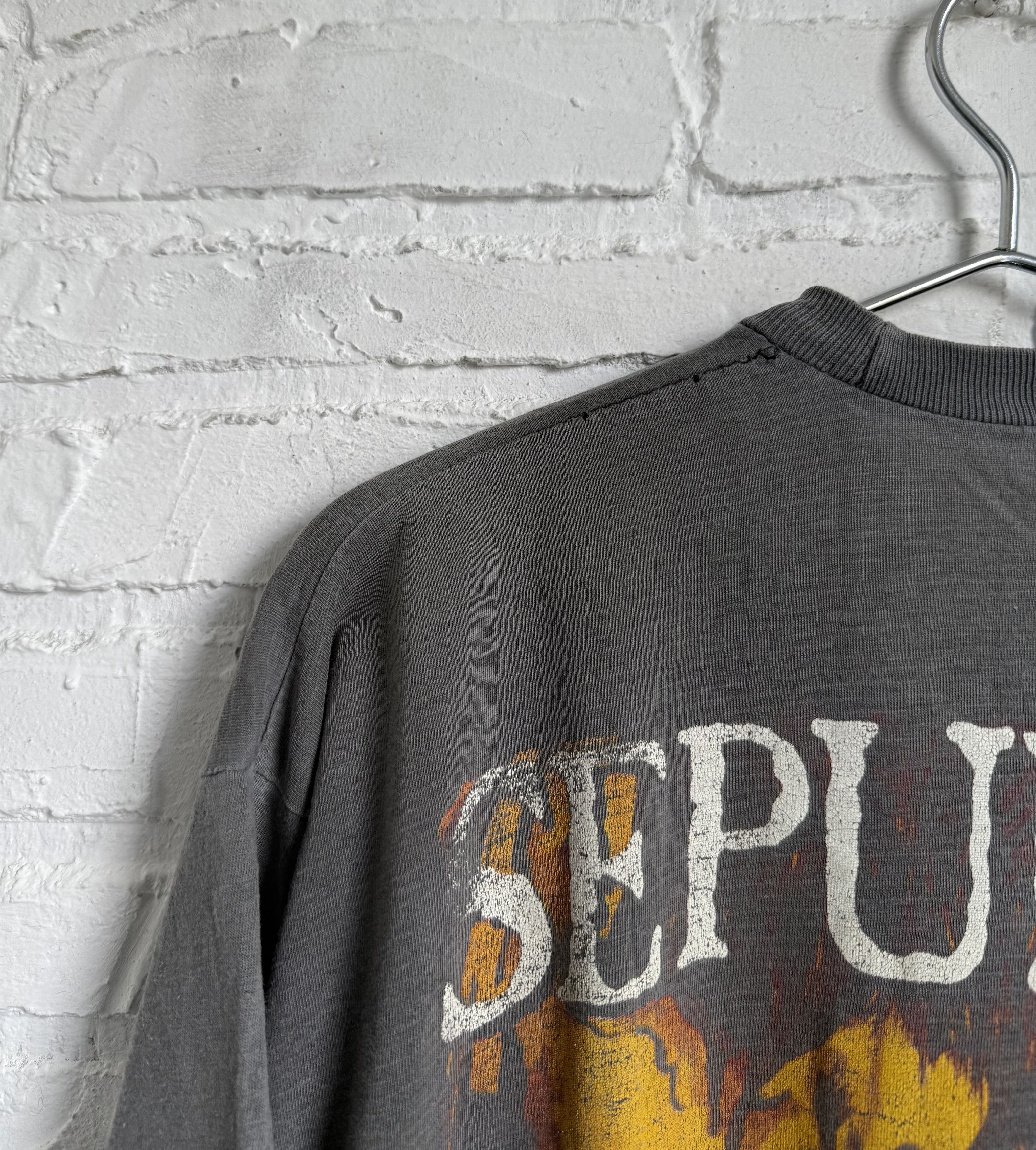Band Tees RARE Vintage Sepultura Against Europe Tour 1998 t-shirt Size US XL / EU 56 / 4 - 10 Thumbnail