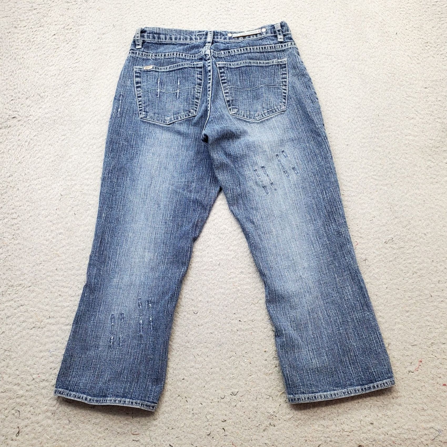 Pepe Jeans Pepe Jeans London Cropped Womens 27 Blue Denim Stretch Distressed Straight Leg Jeans Size 27" / US 4 / IT 40 - 2 Thumbnail
