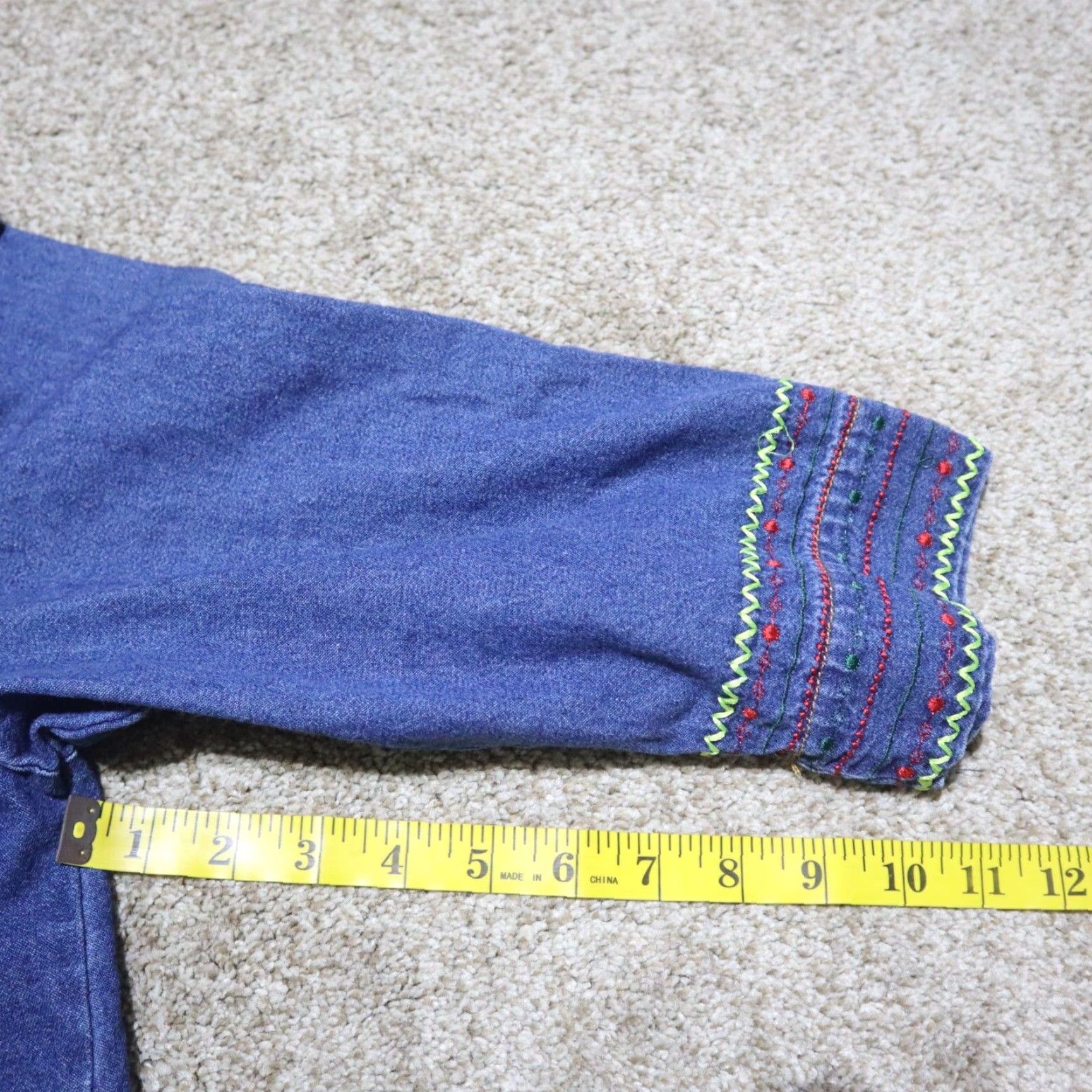Denime Mountain Lake Shirt Woman’s PXL Extra Large Denim Embroidered Button Up Size XL / US 12-14 / IT 48-50 - 7 Thumbnail