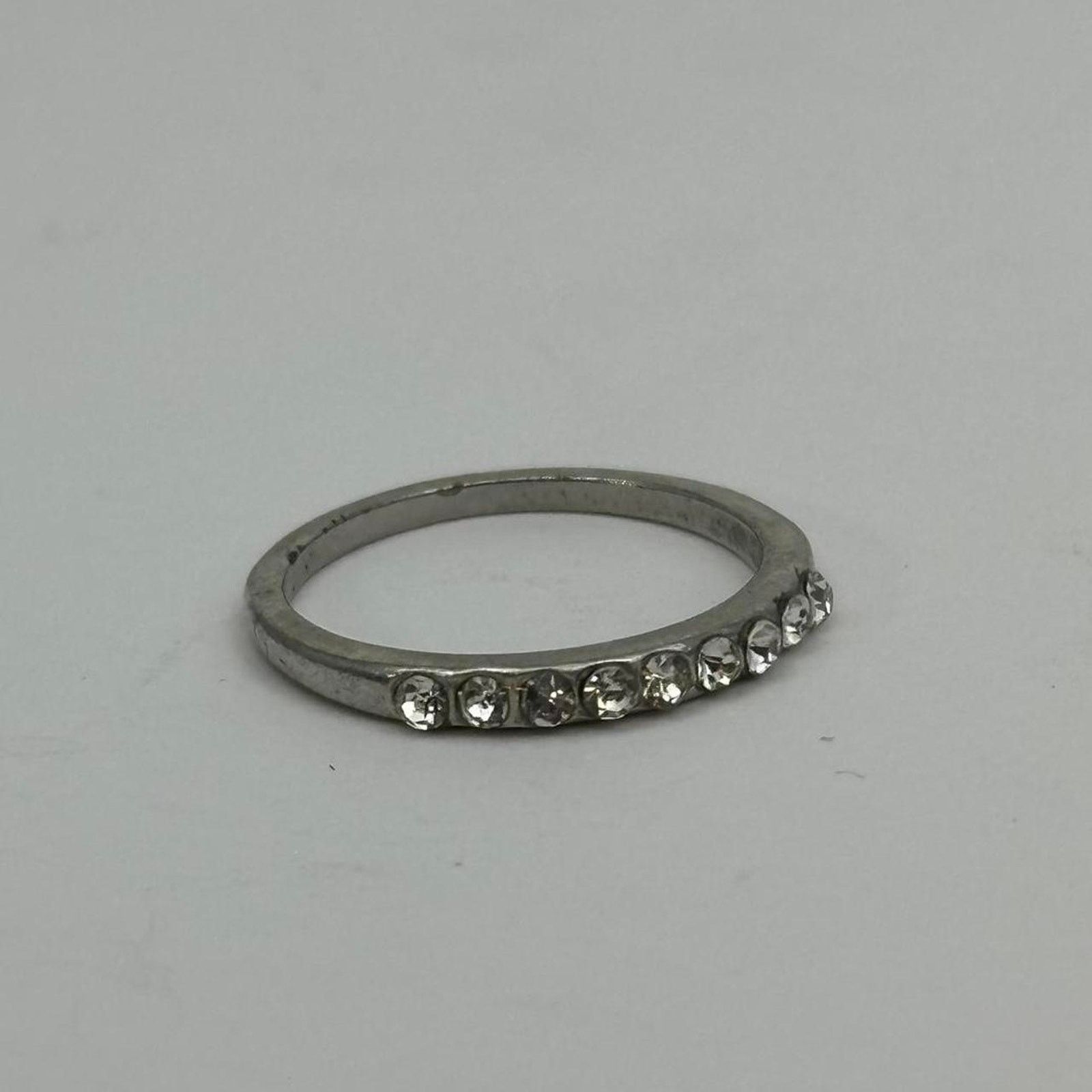 Vintage Vintage Silver BAsic Mini Studded Diamond Band Ring Size ONE SIZE - 4 Thumbnail