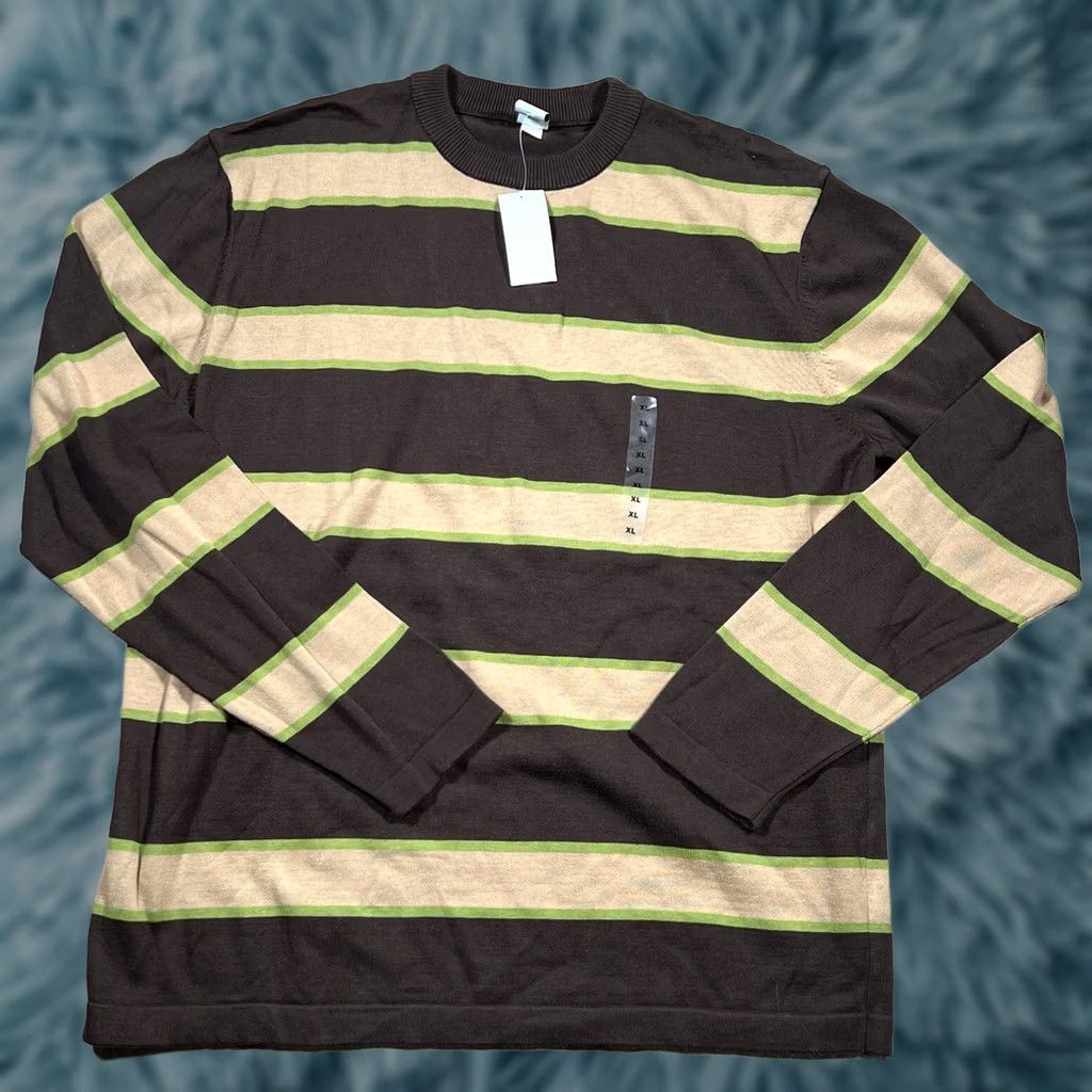 Gap Gap Sweater Pullover Men XL Brown Striped Knit Crew Neck Long Sleeve Size US XL / EU 56 / 4 - 1 Thumbnail