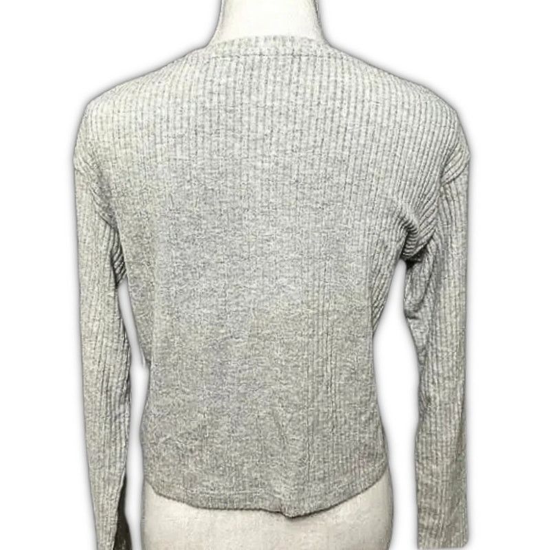 Other Black Tape Sweater Ribbed Cropped Long Sleeve Gray XS NWT Size XS / US 0-2 / IT 36-38 - 5 Thumbnail