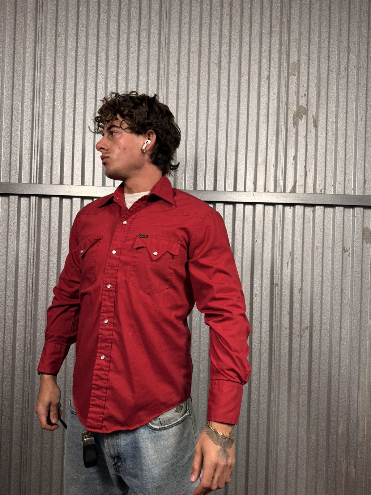 Other 70s Vintage Bar Rancher Western Pearl Snap Red Cowboy Shirt Size US M / EU 48-50 / 2 - 3 Thumbnail