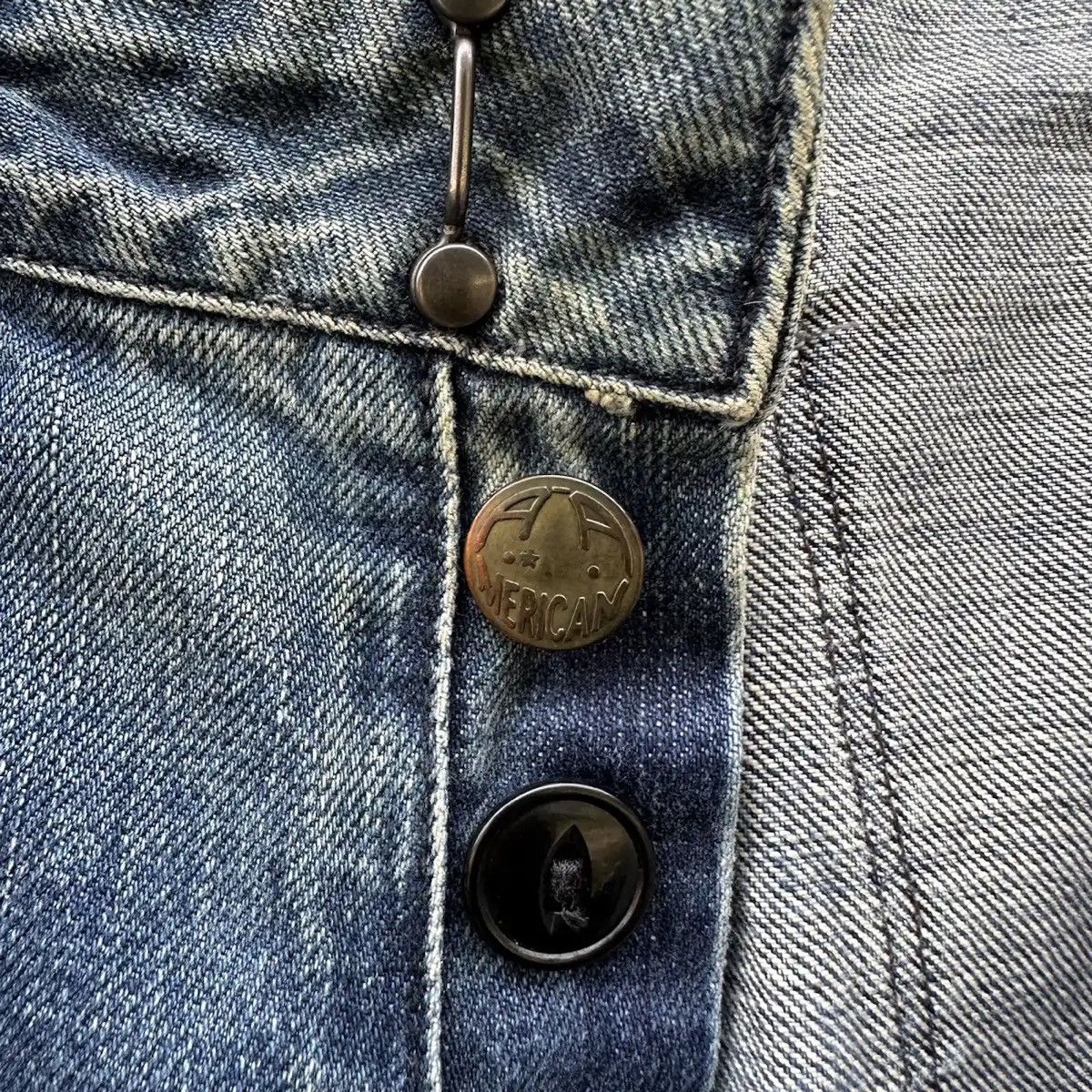 American Apparel SICKS 💥AMERICANA JEANS VINTAGE DENIM BLUE WASH BAKER PANTS Size US 27 - 8 Thumbnail