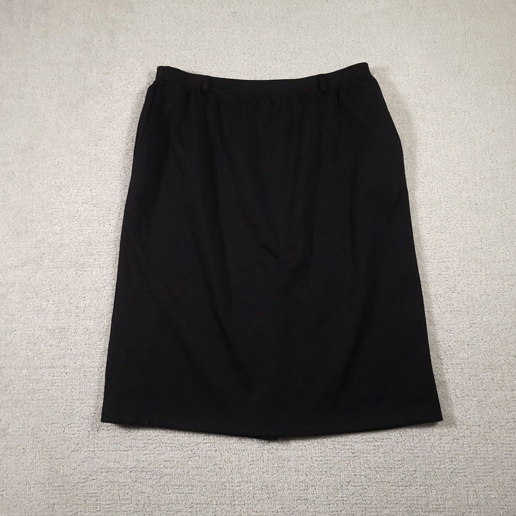 Vintage VINTAGE Alfred Dunner Skirt Women's 34 Black Pull On Midi Elastic Waist Pleat 90s A-Line Mens? Size 24" / US 00 / IT 34 - 2 Thumbnail